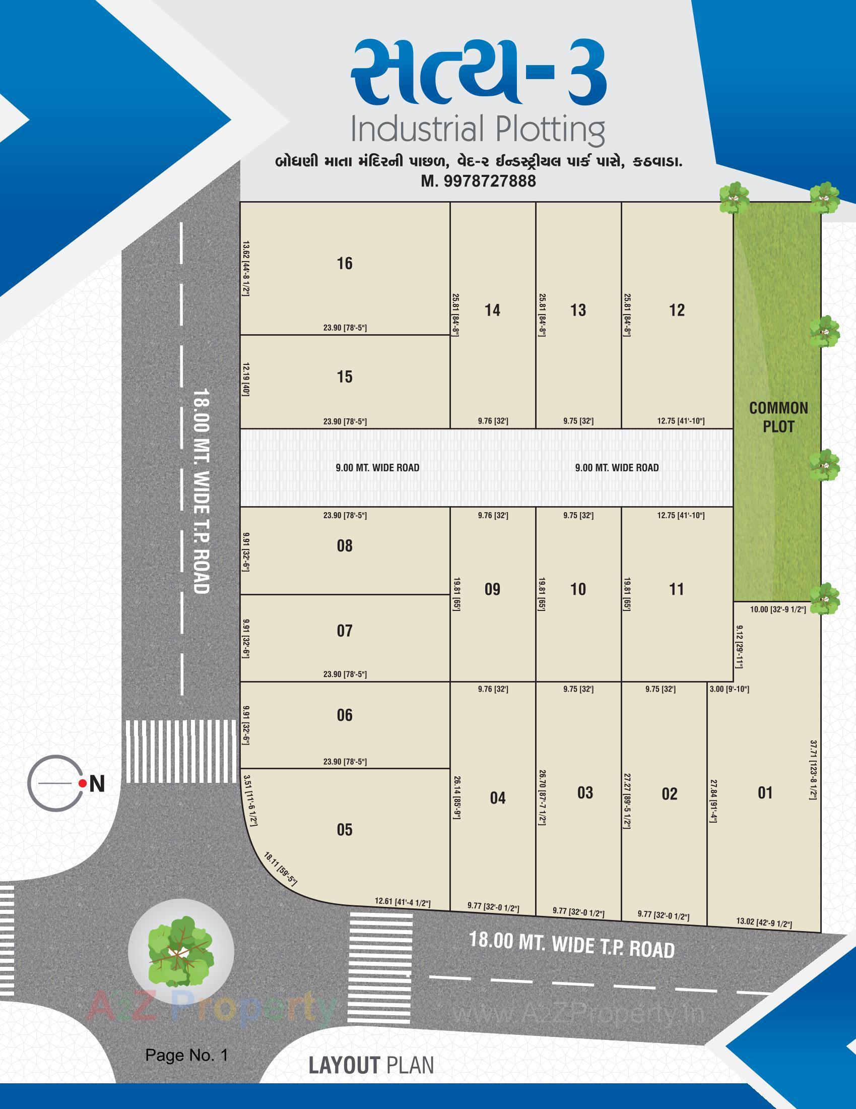 Layout of real estate project Satya Industrial Plotting located at Kathwada, Ahmedabad, Gujarat