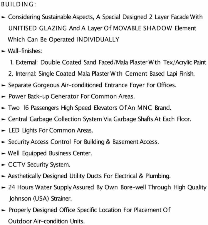 Amenities of Satya One