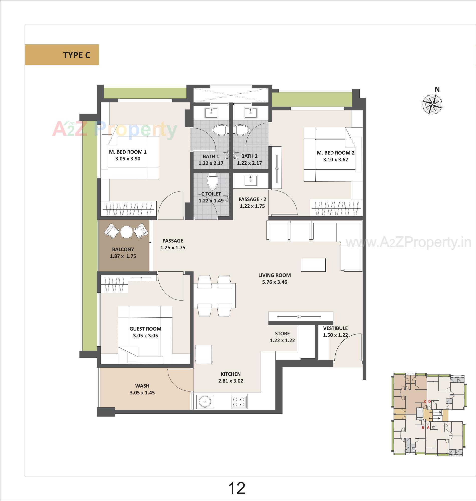 Layout of real estate project Satyam Apartment located at Wadaj, Ahmedabad, Gujarat