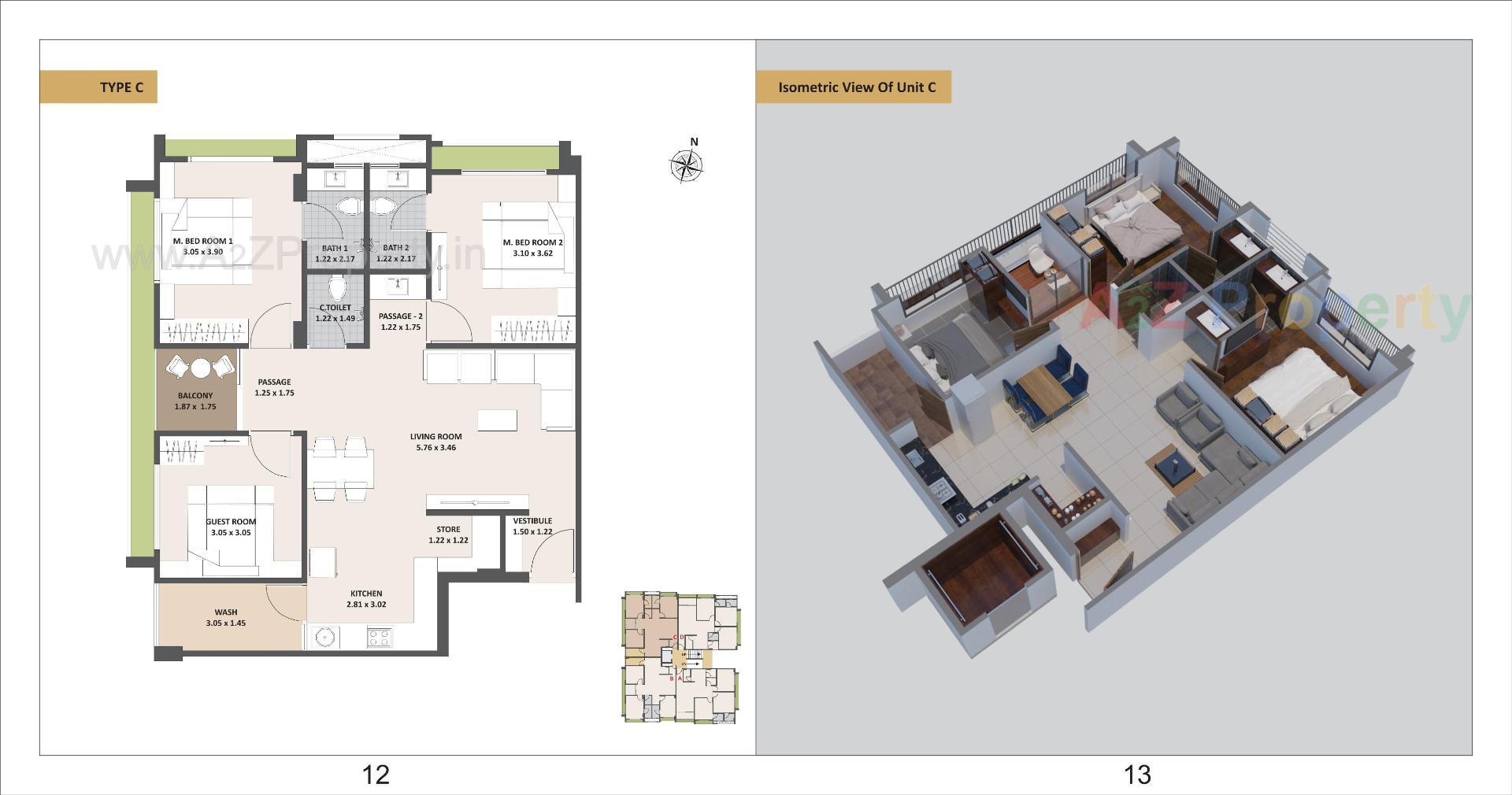 Layout of real estate project Satyam Apartment located at Wadaj, Ahmedabad, Gujarat
