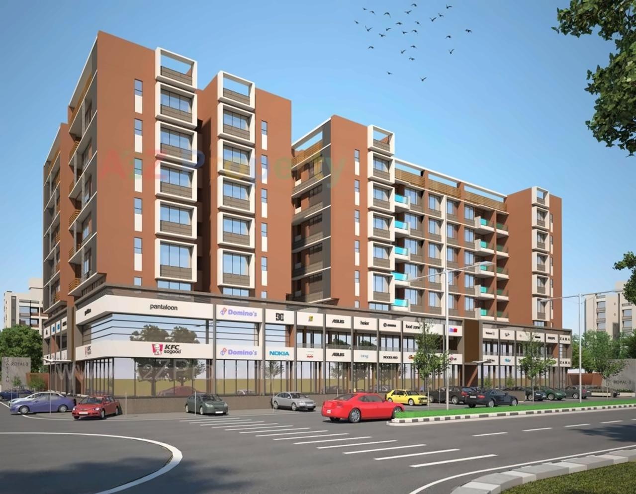 3D Elevation of real estate project Satyamev Royal located at Tragad, Ahmedabad, Gujarat