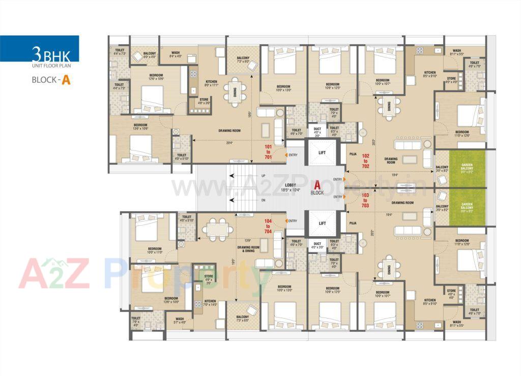 Royal Parisar 3bhk 1024x740 of real estate project Satyamev Royal Parisar located at Chandkheda, Ahmedabad, Gujarat