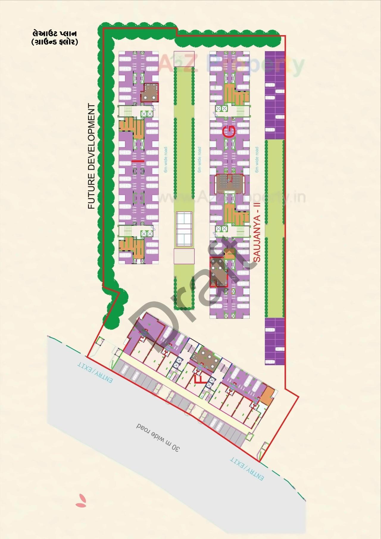 Layout of real estate project Saujanya Ii located at Mithipur, Ahmedabad, Gujarat