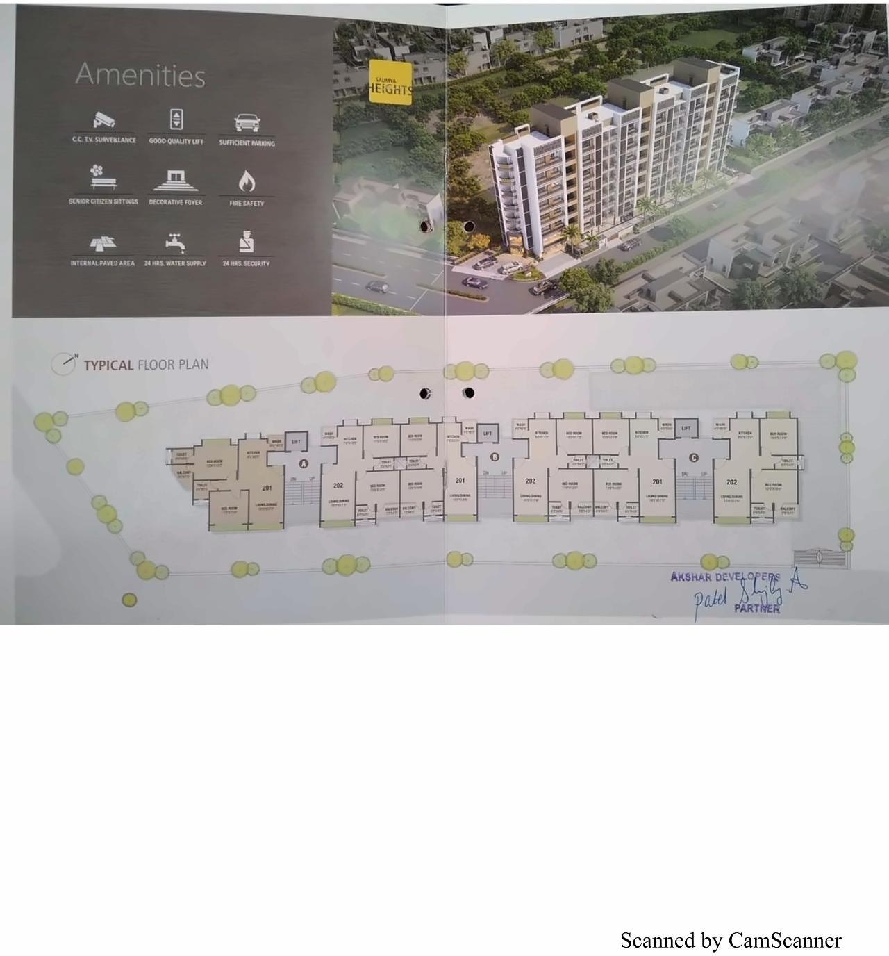 Layout of real estate project Saumya Heights located at Ghuma, Ahmedabad, Gujarat