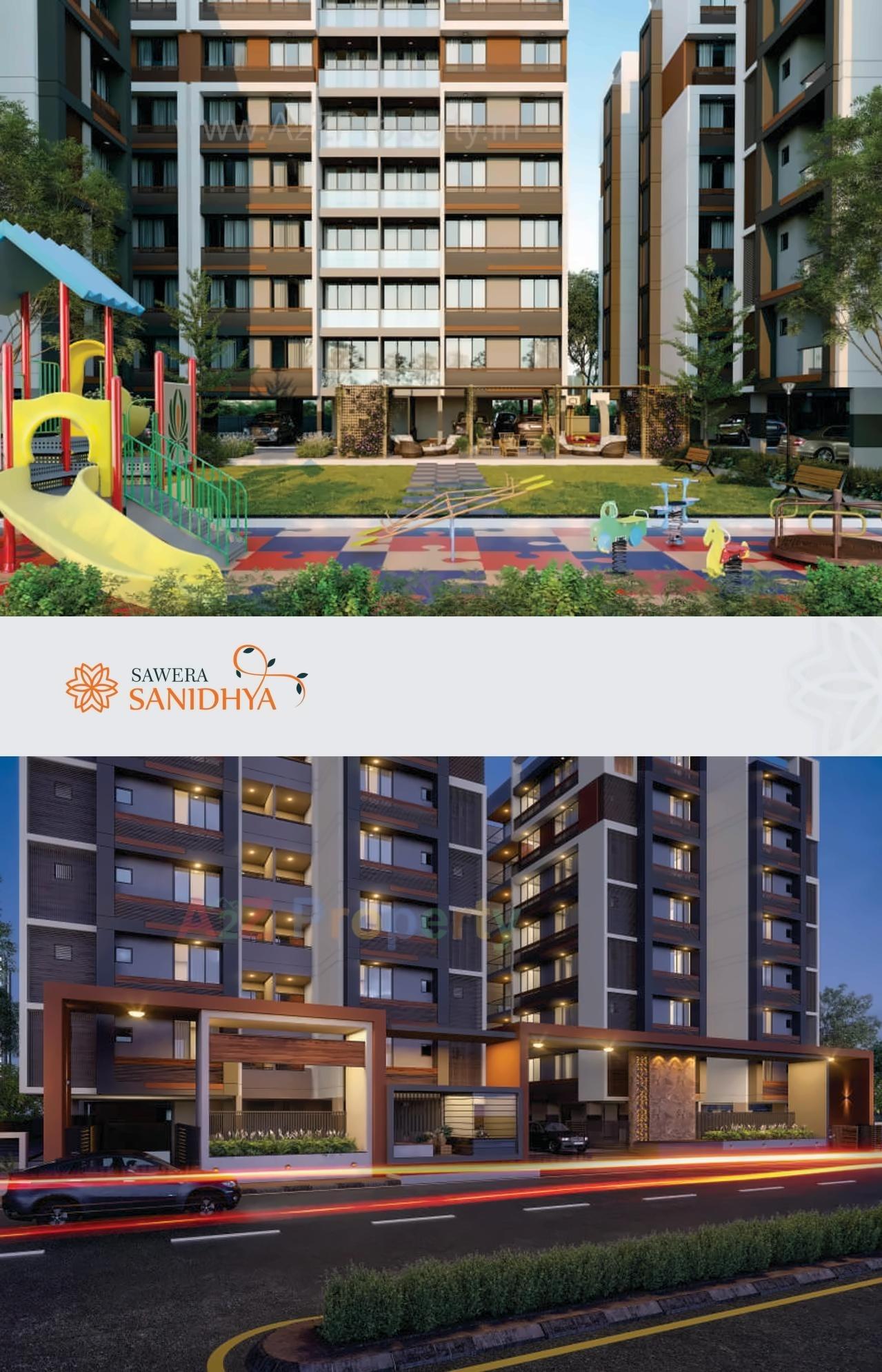 3D Elevation of real estate project Sawera Sanidhya located at Ahmedabad, Ahmedabad, Gujarat