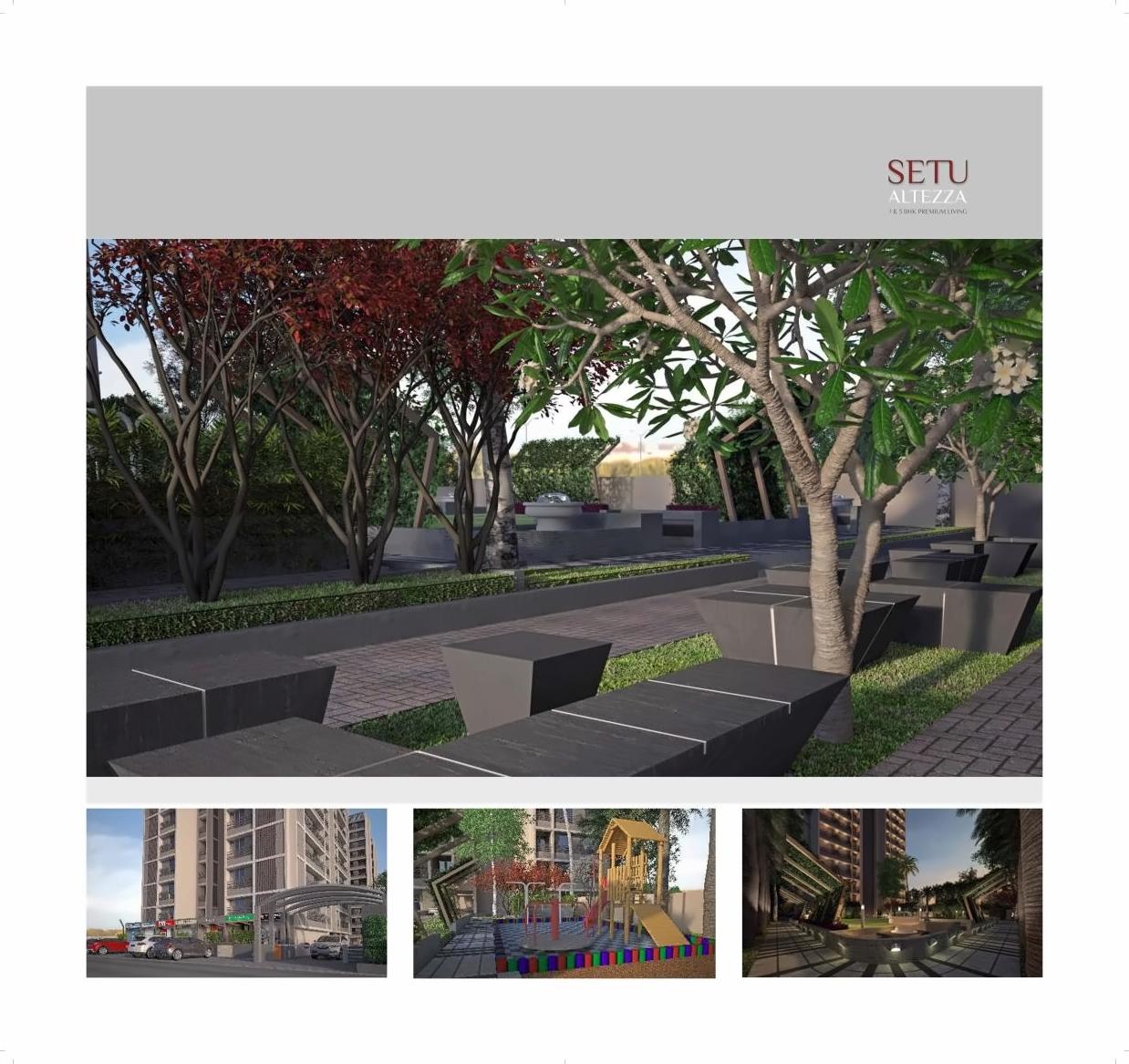 3D Elevation of real estate project Setu Altezza located at Tragad, Ahmedabad, Gujarat