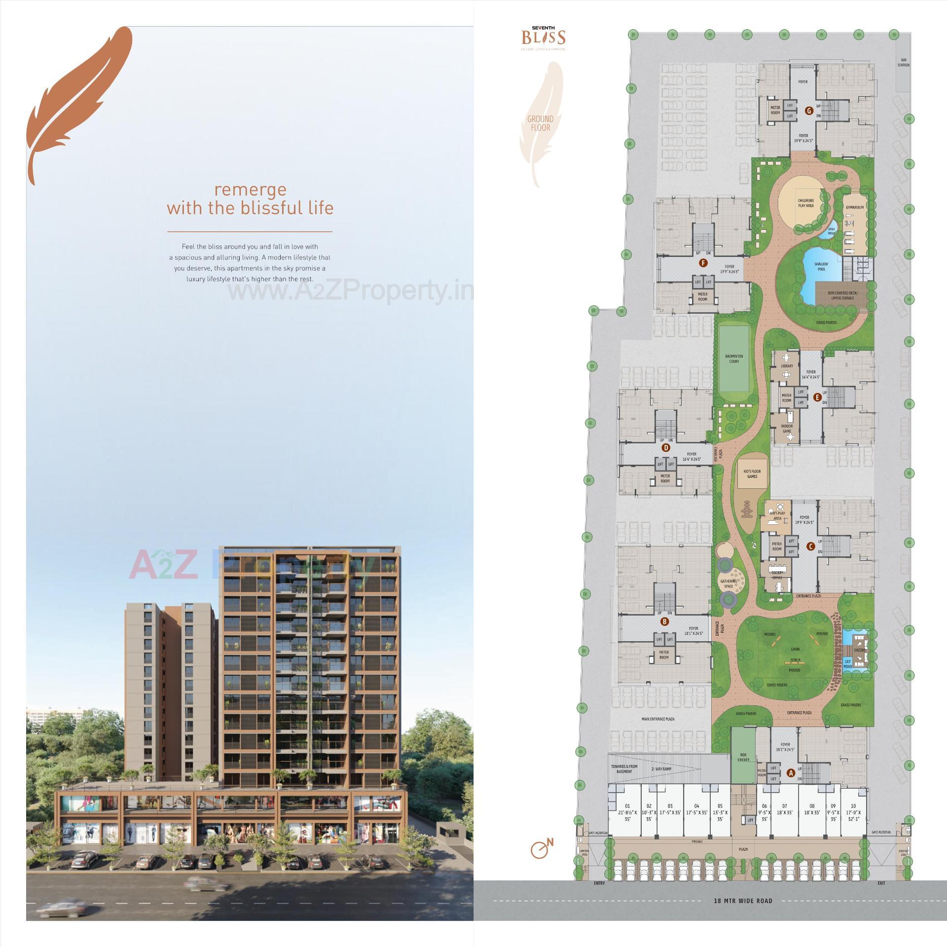 Layout of real estate project Seventh Bliss located at Jagatpur, Ahmedabad, Gujarat