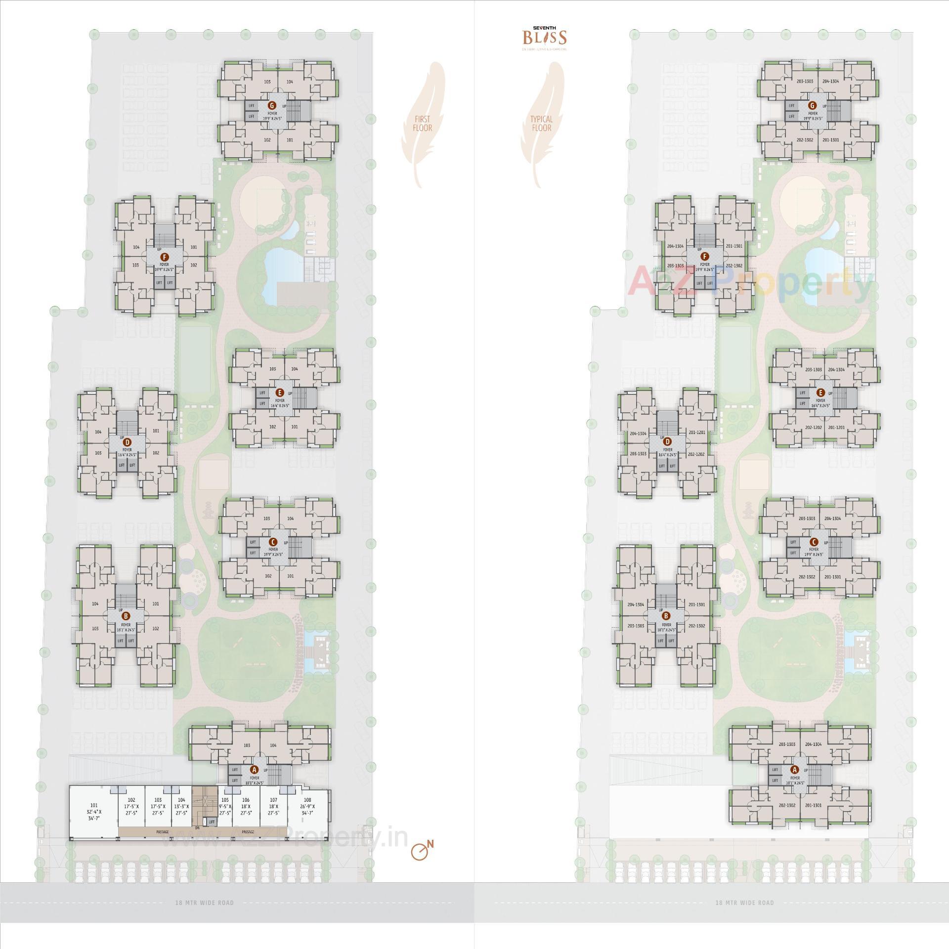 Layout of real estate project Seventh Bliss located at Jagatpur, Ahmedabad, Gujarat