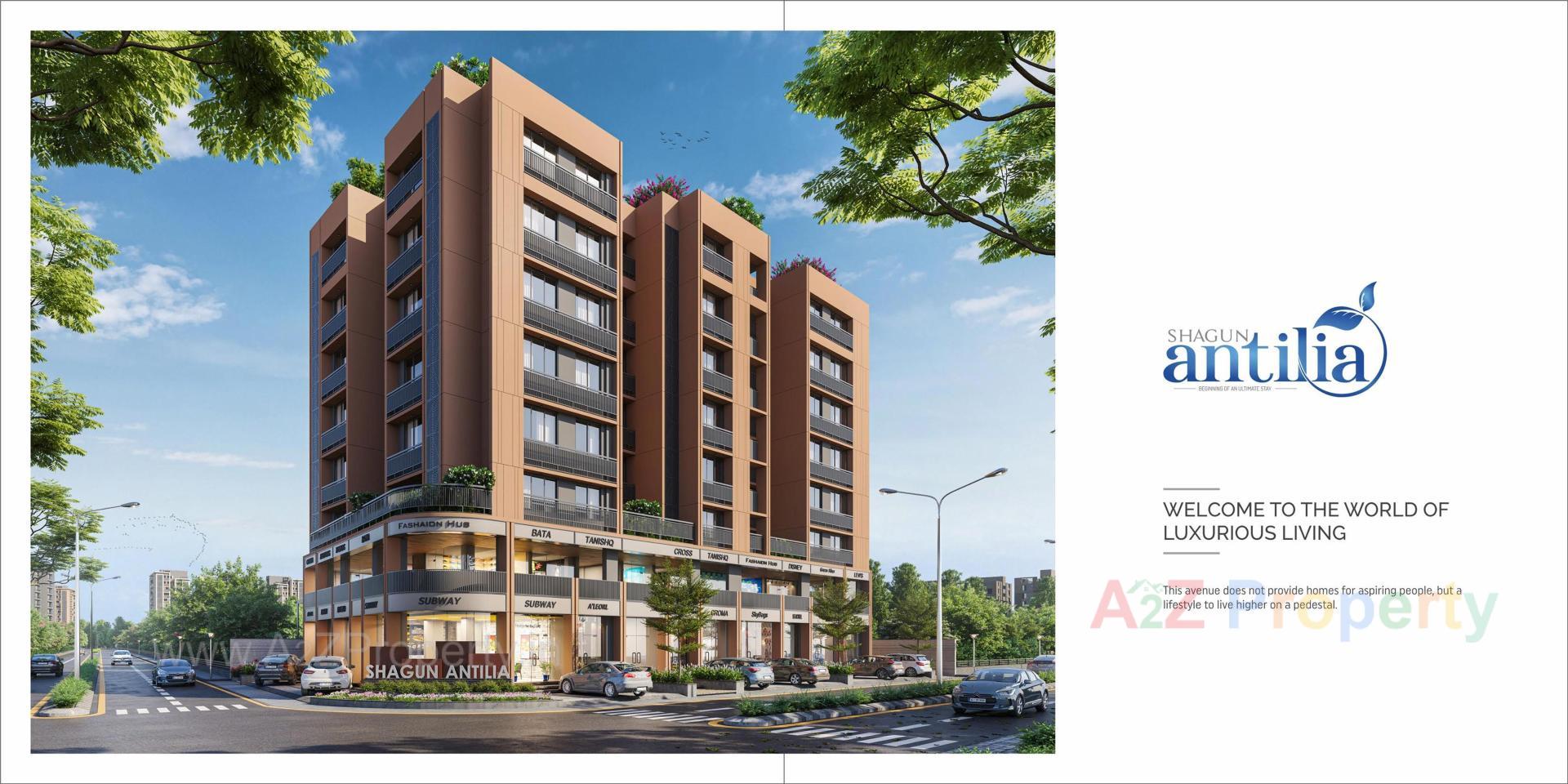 3D Elevation of real estate project Shagun Antilia located at Chandlodiya, Ahmedabad, Gujarat