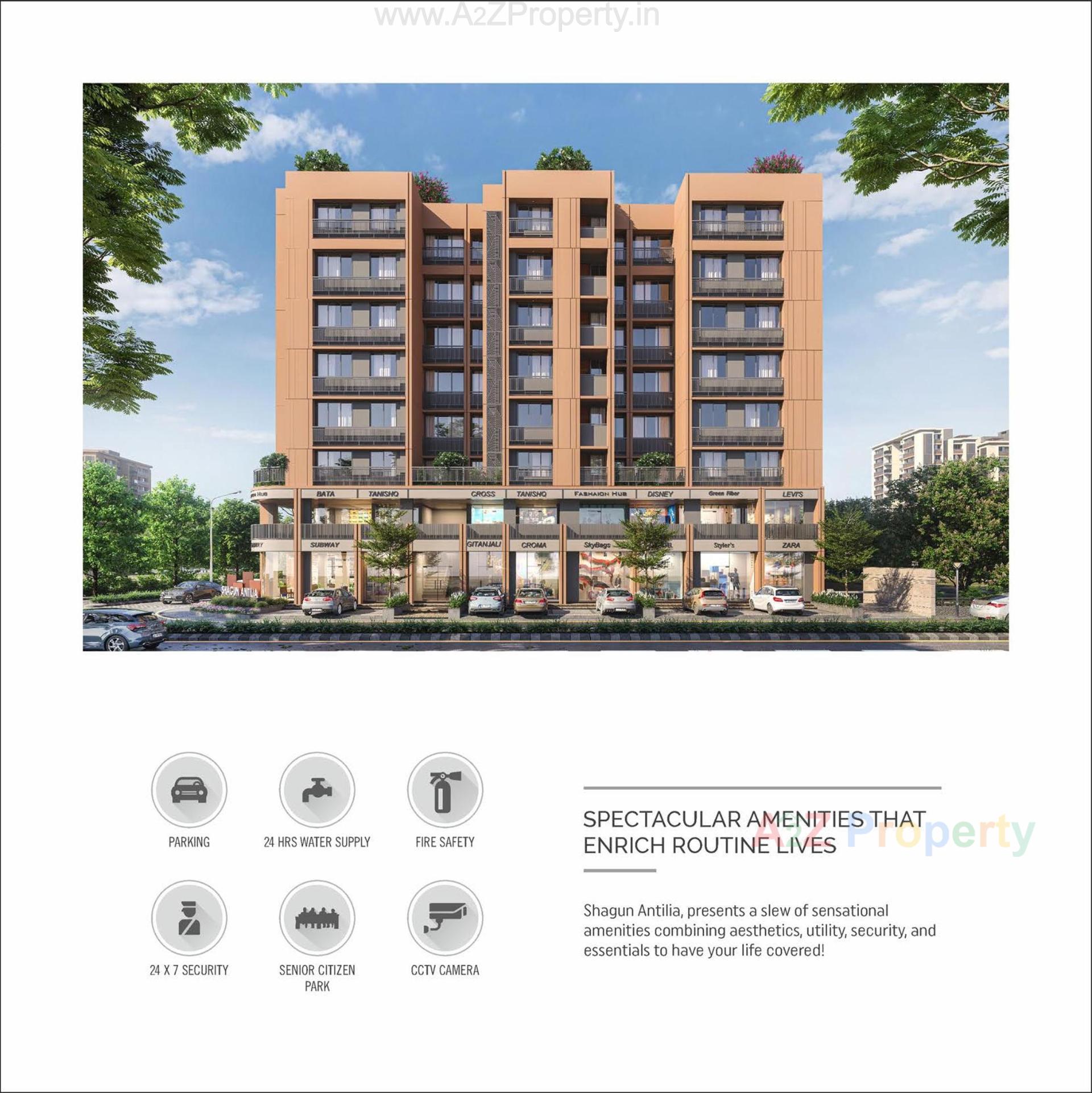 3D Elevation of real estate project Shagun Antilia located at Chandlodiya, Ahmedabad, Gujarat