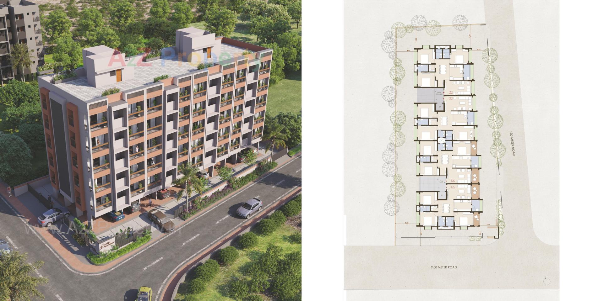 3D Elevation of real estate project Shailja Apartment located at Wadaj, Ahmedabad, Gujarat