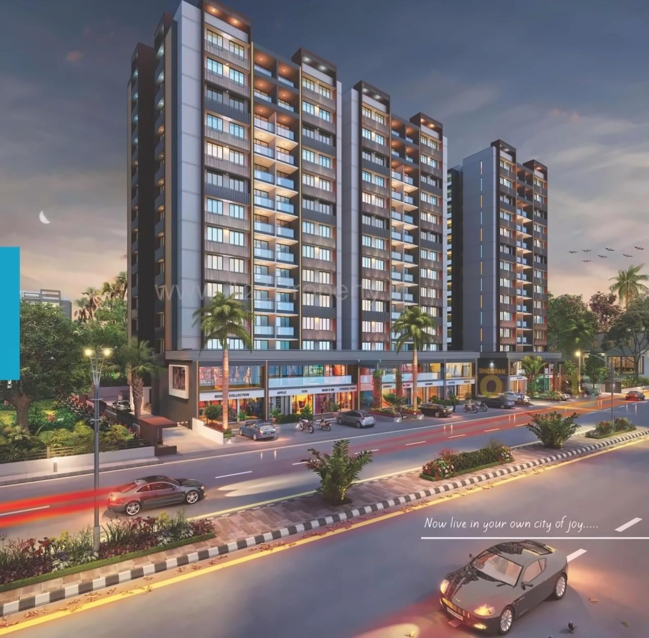 3D Elevation of real estate project Shaligram Plus located at Chandlodiya, Ahmedabad, Gujarat