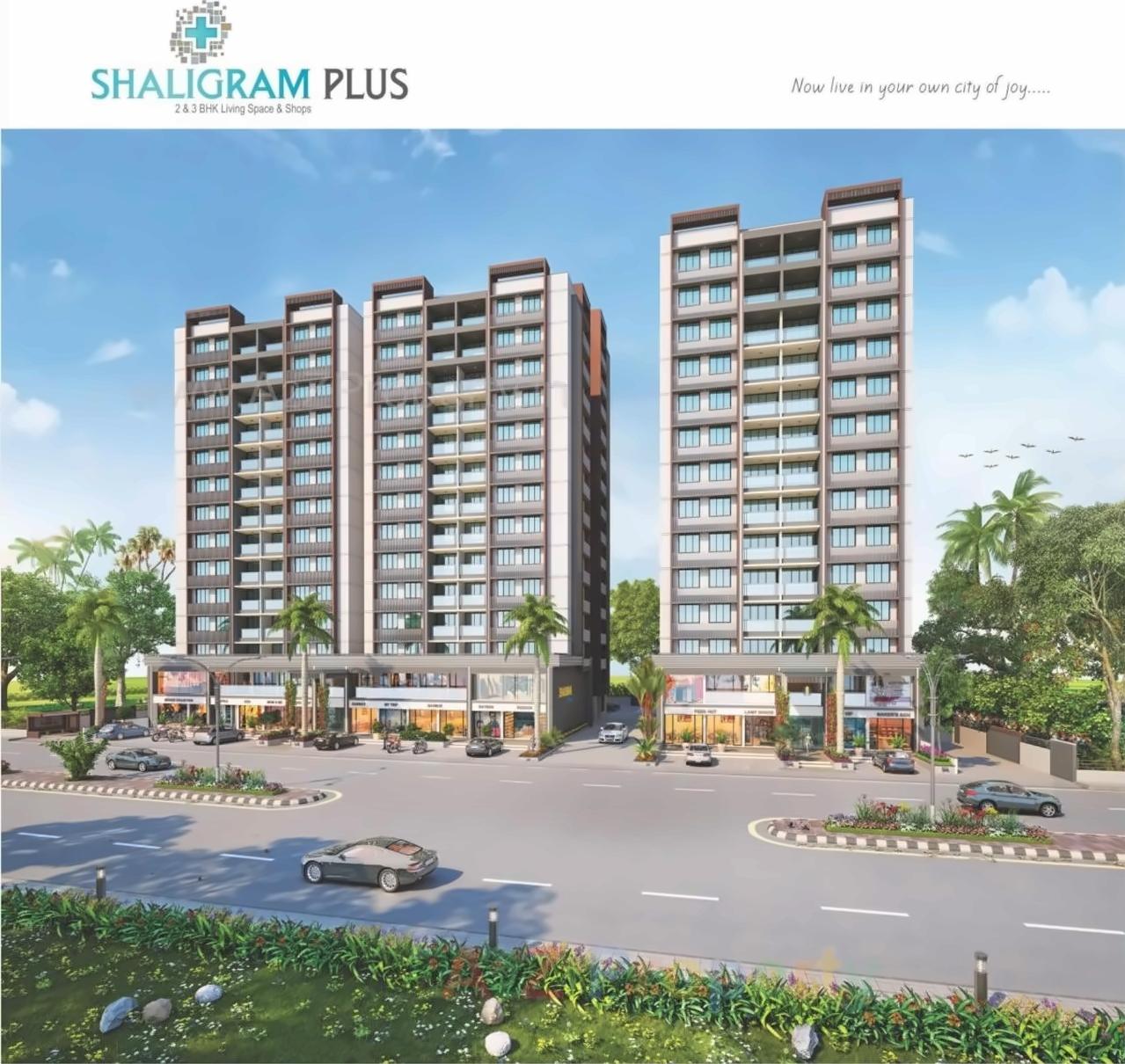 3D Elevation of real estate project Shaligram Plus located at Chandlodiya, Ahmedabad, Gujarat