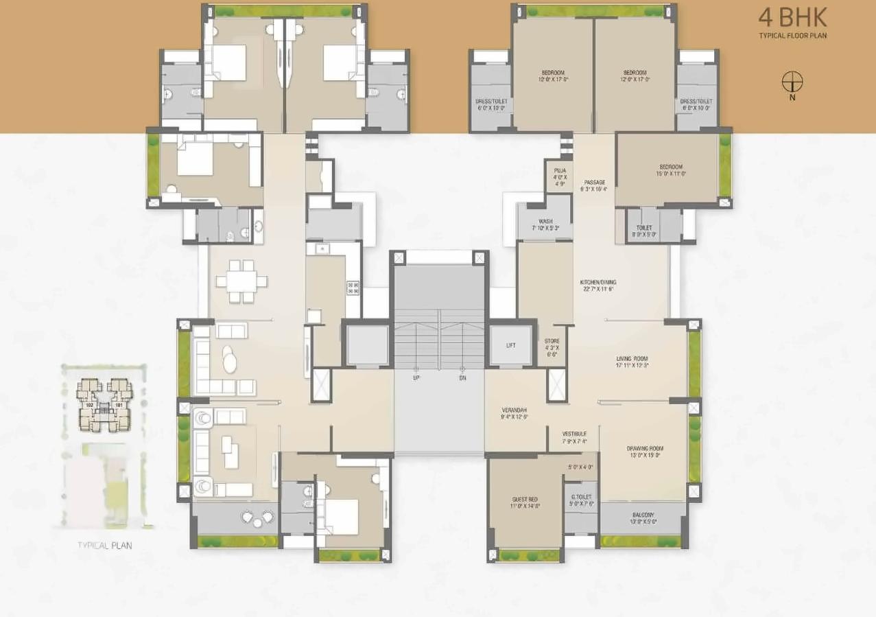 Layout of real estate project Sharanya Bellevue located at Thaltej, Ahmedabad, Gujarat