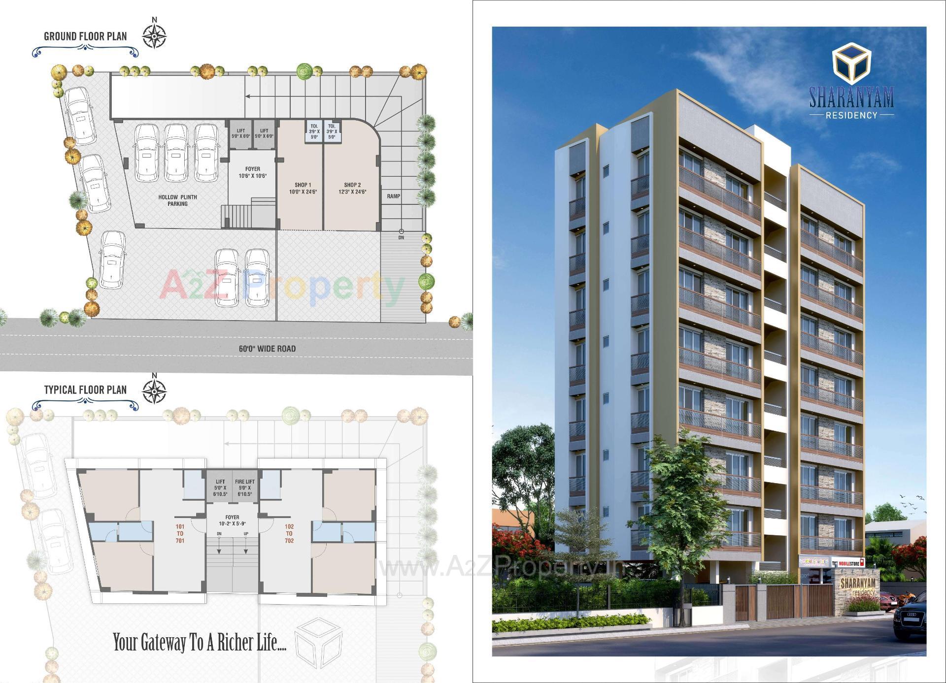 Layout of real estate project Sharanyam Residency located at Bhadaj, Ahmedabad, Gujarat