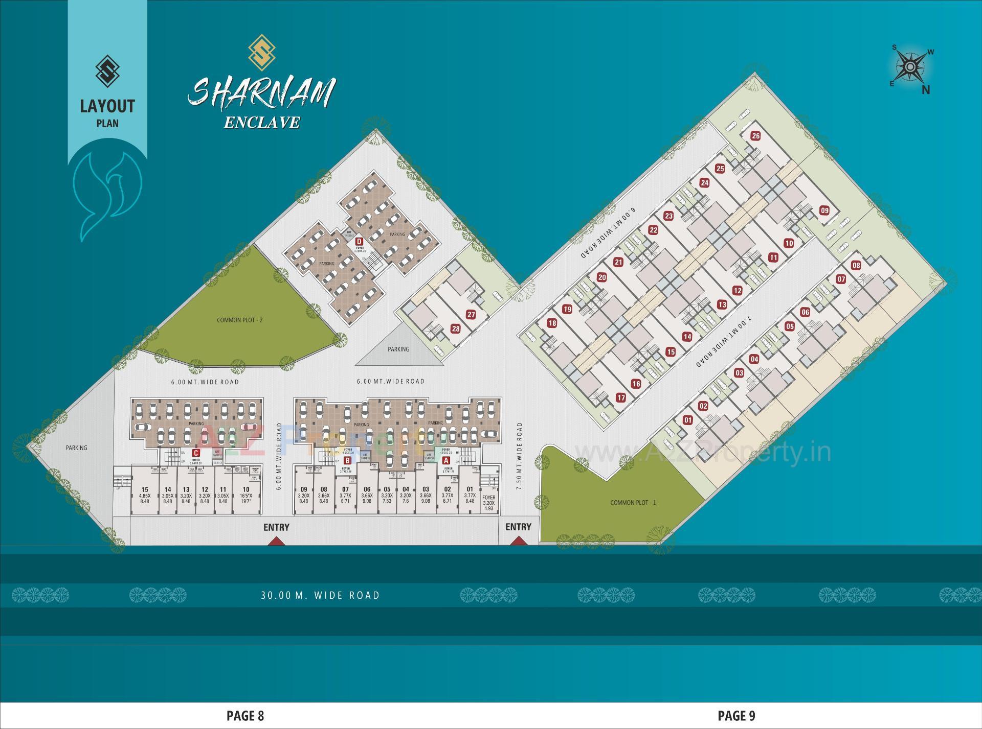 Layout of real estate project Sharnam Enclave located at Hansalpur, Ahmedabad, Gujarat