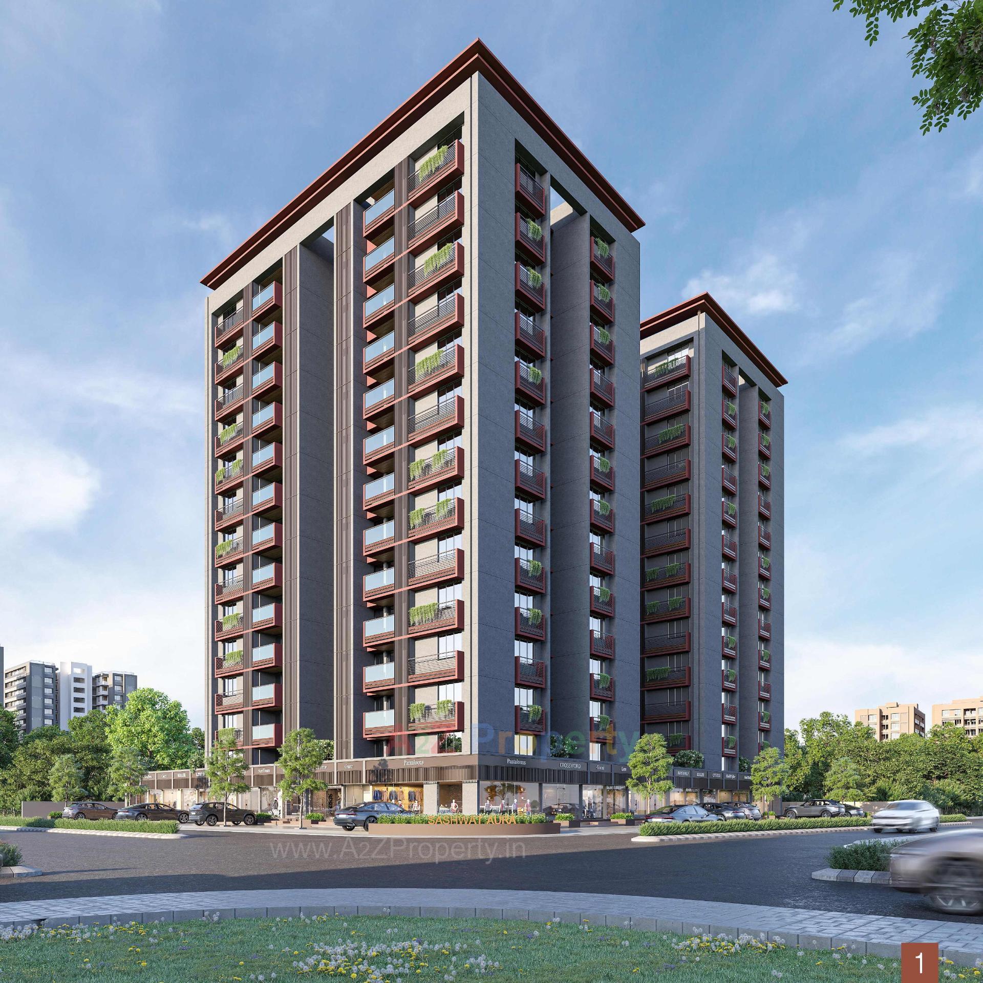 3D Elevation of real estate project Shashwat Aura located at Vastral, Ahmedabad, Gujarat