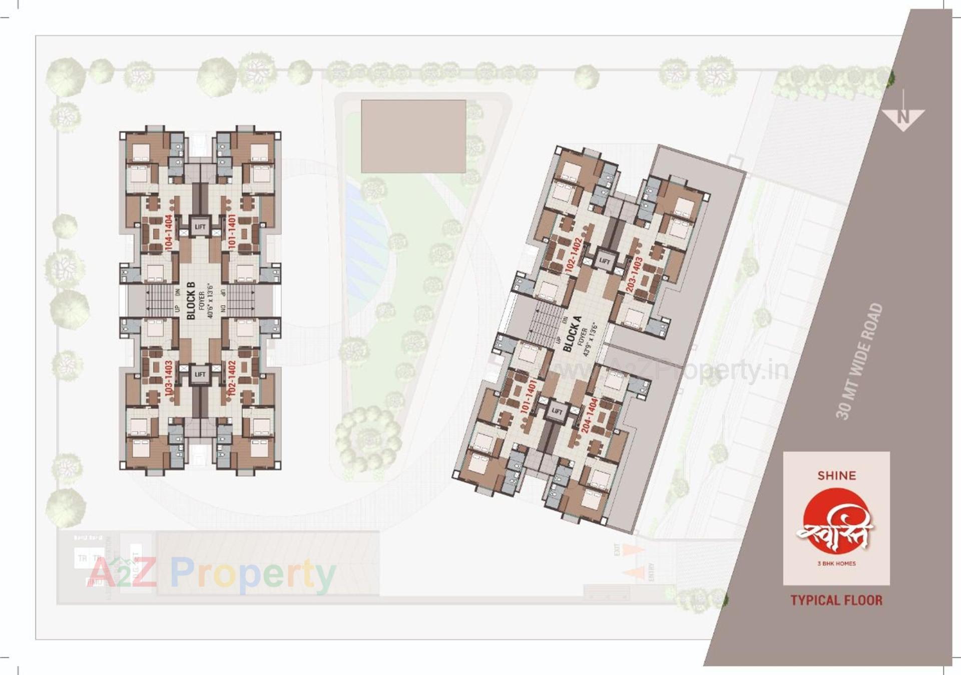 Layout of real estate project Shine Swasti located at Tragad, Ahmedabad, Gujarat