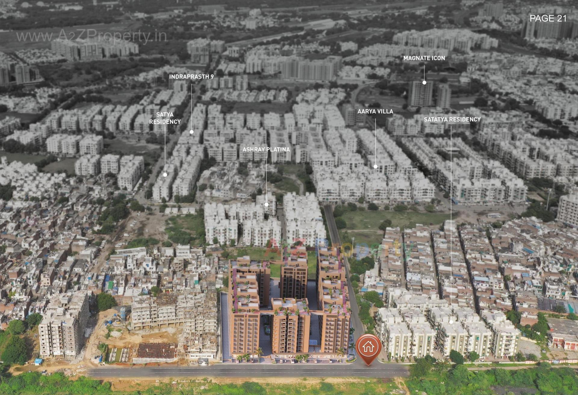 3D Elevation of real estate project Shiv Shaligram Serenity located at Chandlodiya, Ahmedabad, Gujarat