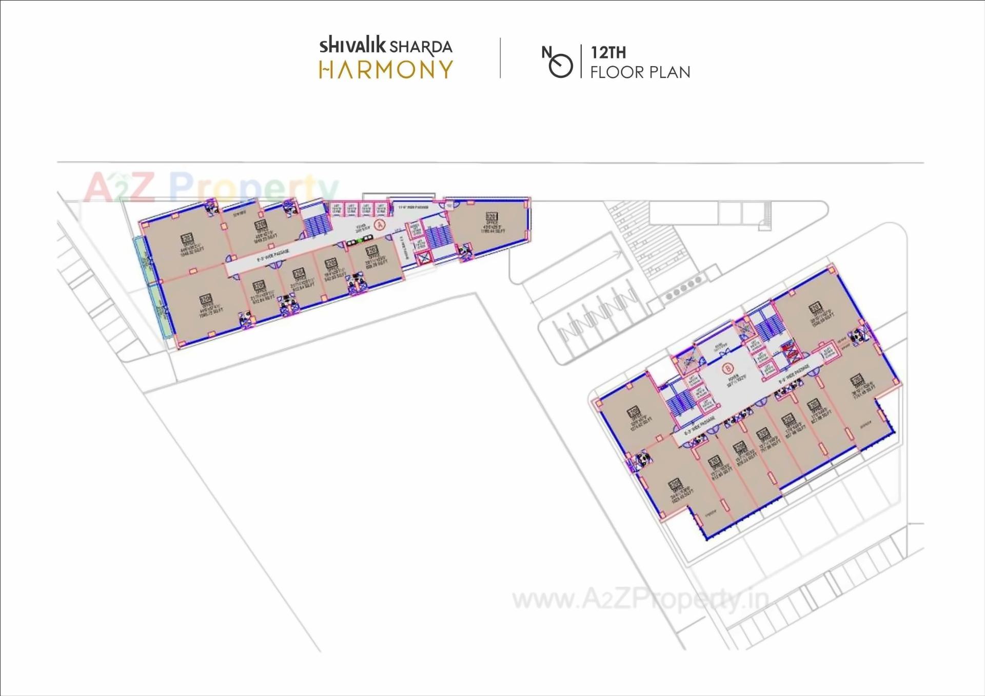 Layout of real estate project Shivalik Sharda Harmony located at Ahmedabad, Ahmedabad, Gujarat