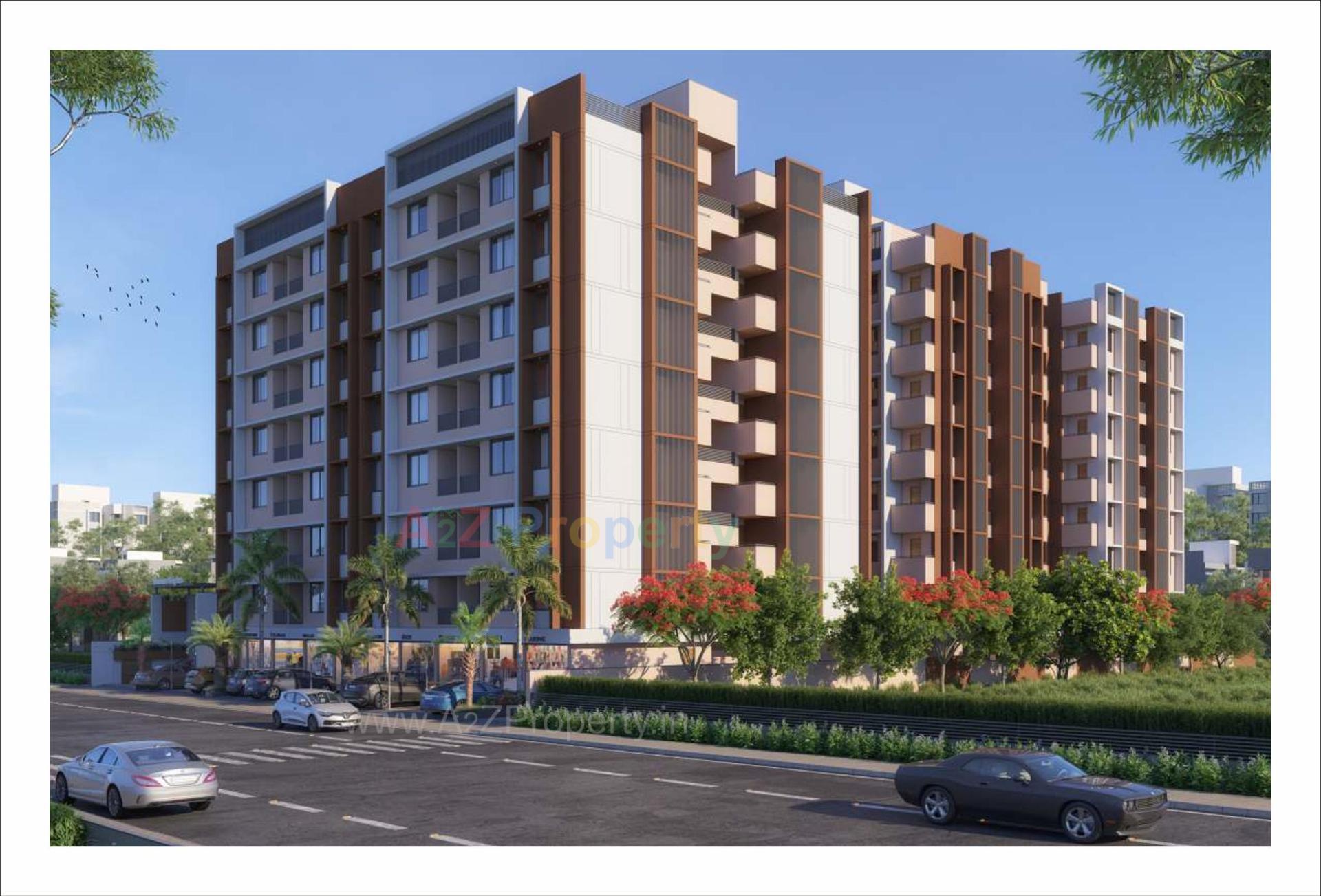 3D Elevation of real estate project Shivam Heights located at Laxmipura, Ahmedabad, Gujarat