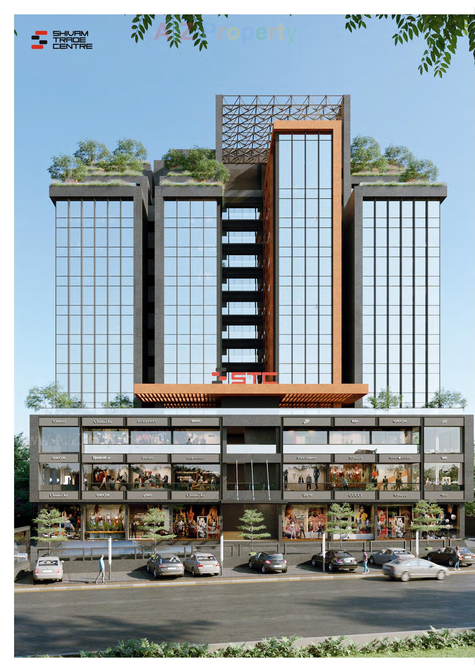 3D Elevation of real estate project Shivam Trade Center located at Ambali, Ahmedabad, Gujarat
