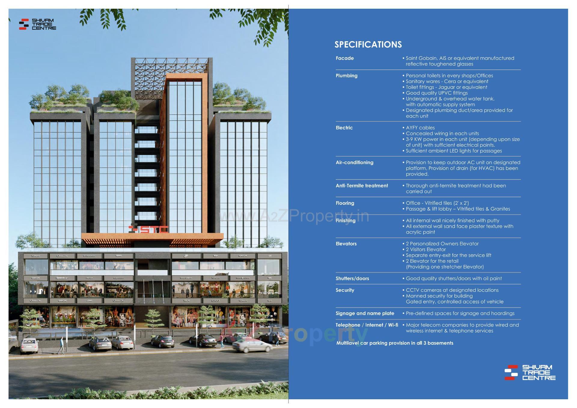 3D Elevation of real estate project Shivam Trade Center located at Ambali, Ahmedabad, Gujarat