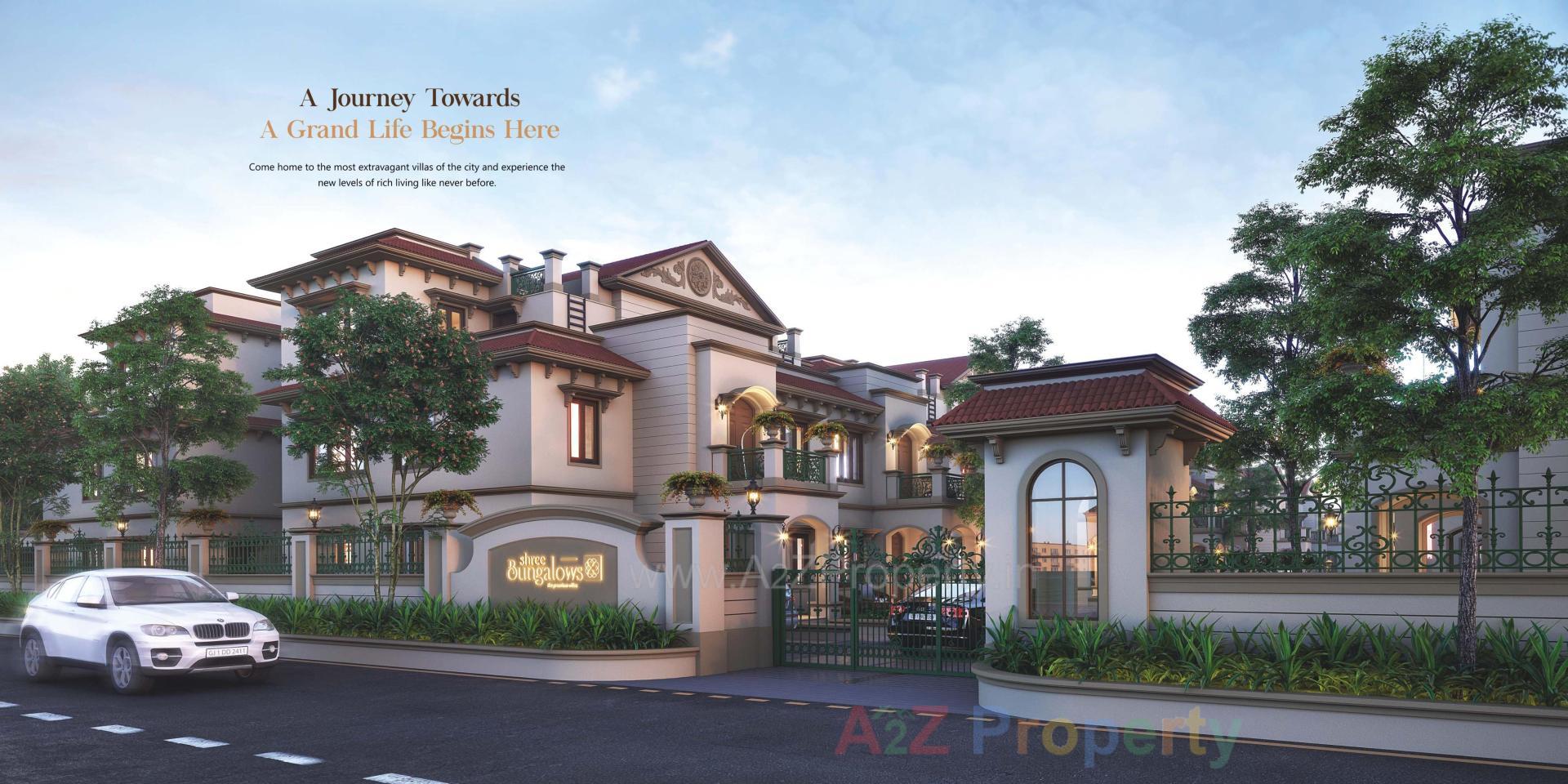 3D Elevation of real estate project Shree Bungalows located at Oganj, Ahmedabad, Gujarat