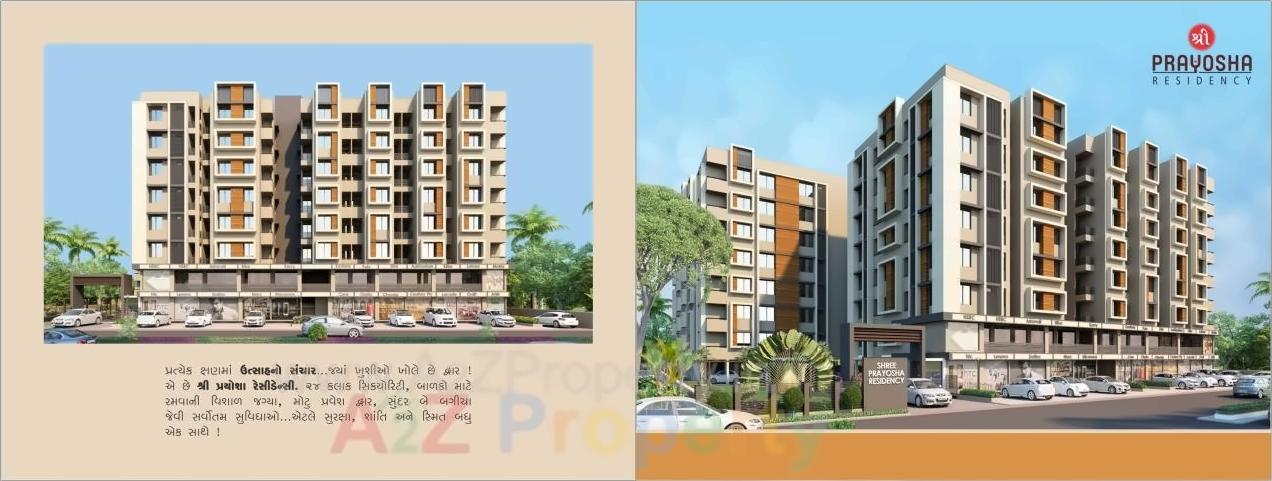 3D Elevation of real estate project Shree Prayosha Residency located at Vinzol, Ahmedabad, Gujarat