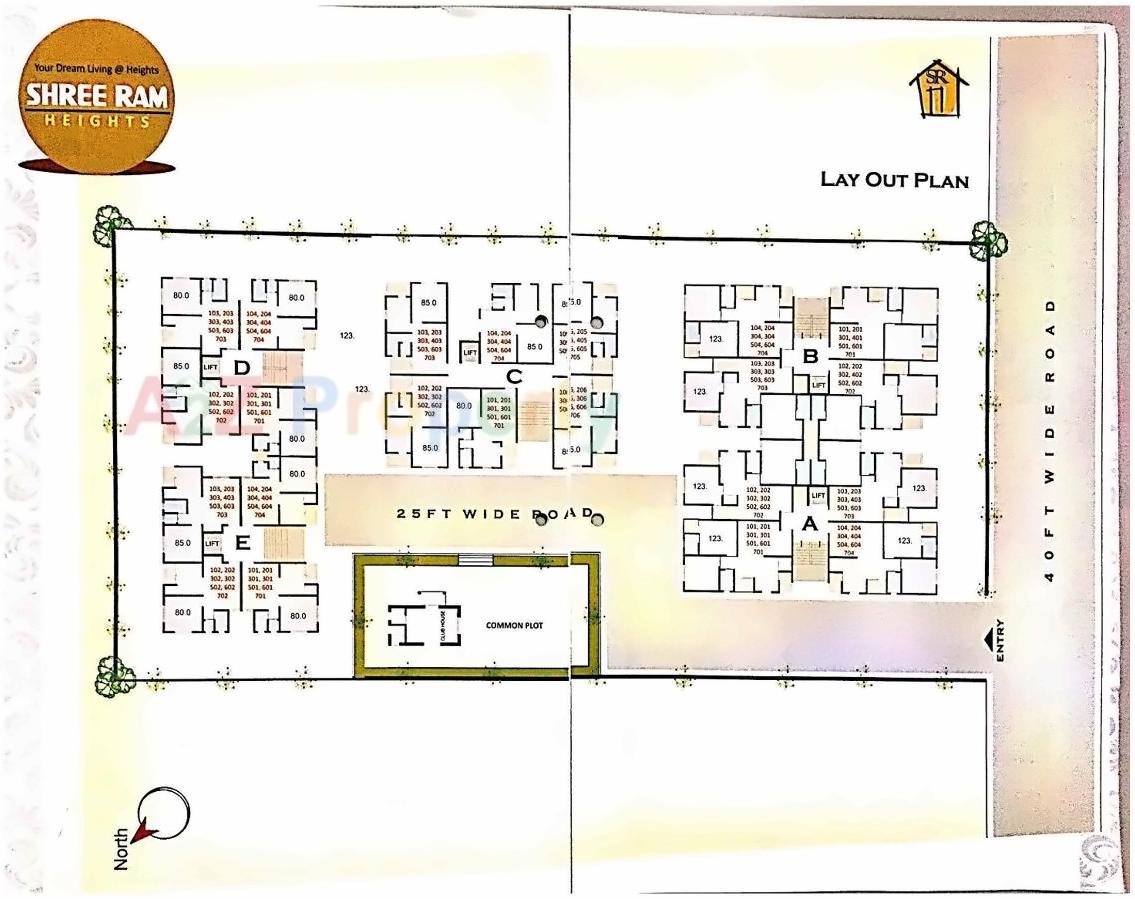 Layout of real estate project Shree Ram Heights located at Muthia, Ahmedabad, Gujarat