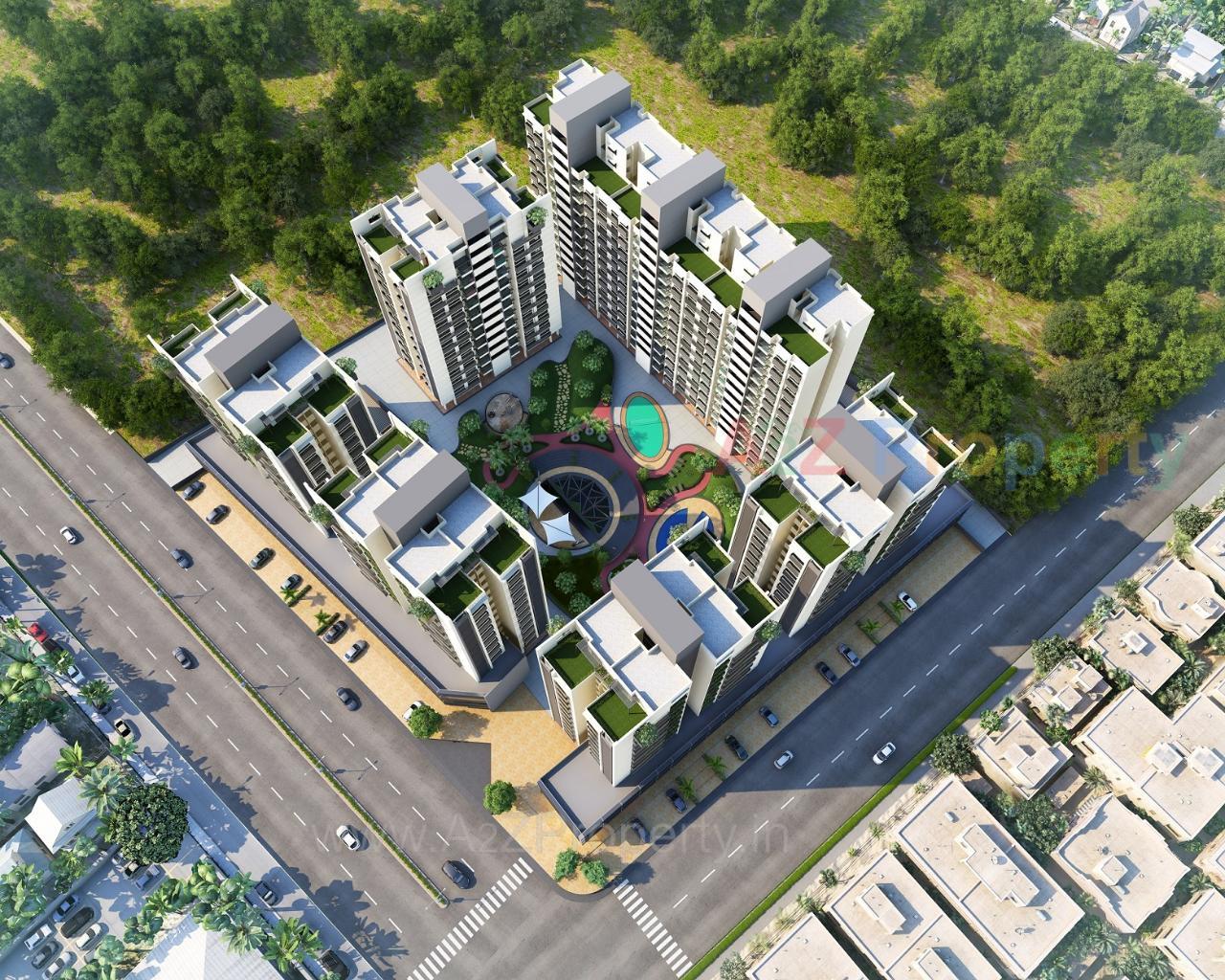 3D Elevation of real estate project Shree Vishnudhara Gardens located at Jagatpur, Ahmedabad, Gujarat