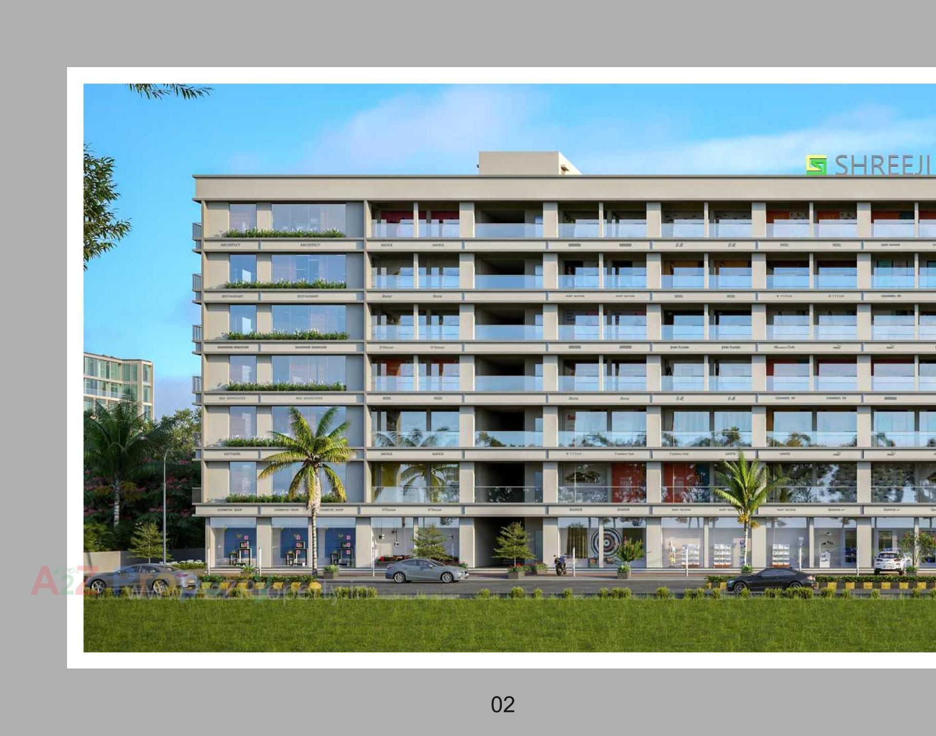 3D Elevation of real estate project Shreeji Business Hub located at Hanspura, Ahmedabad, Gujarat