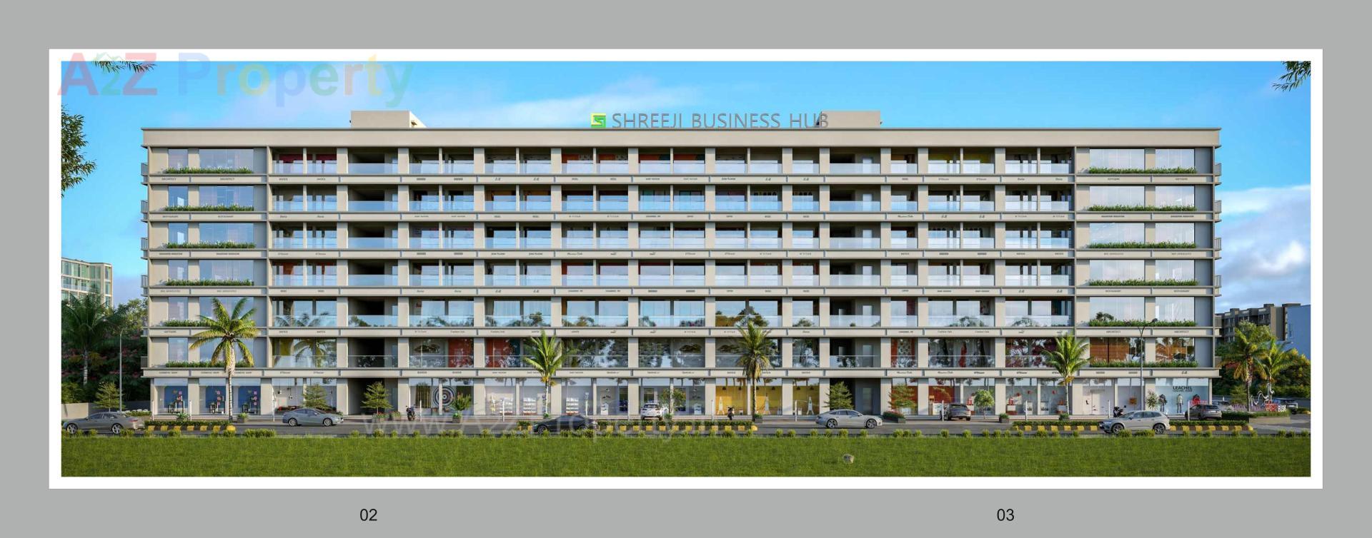 3D Elevation of real estate project Shreeji Business Hub located at Hanspura, Ahmedabad, Gujarat