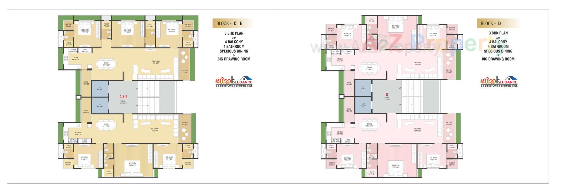 Layout of real estate project Shreeji Elegance located at Hanspura, Ahmedabad, Gujarat