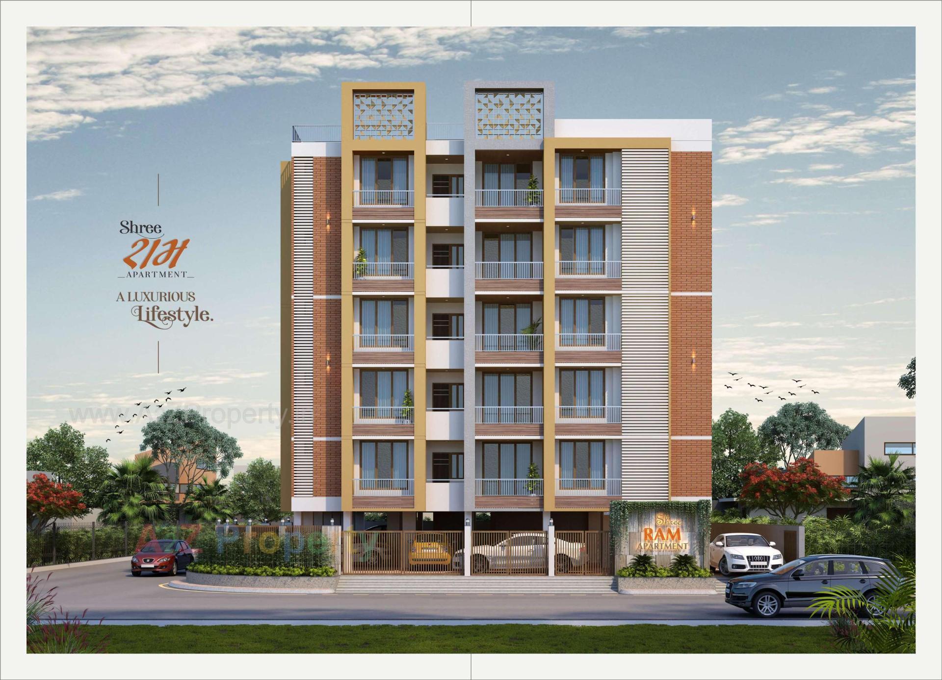 3D Elevation of real estate project Shreeram Apartment located at Vasna, Ahmedabad, Gujarat