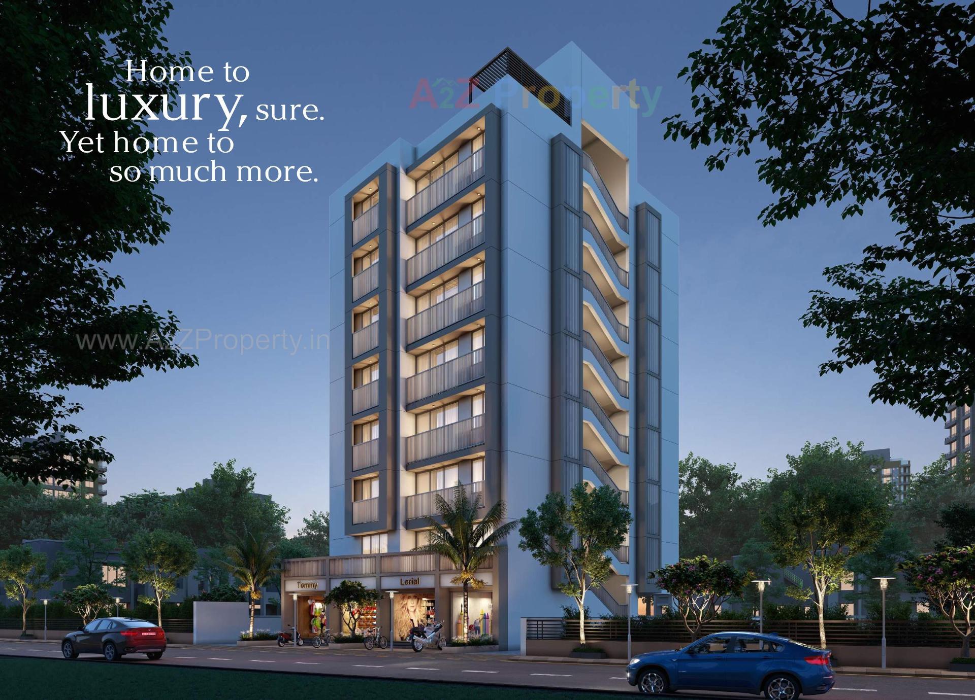 3D Elevation of real estate project Shrey Elysium located at Ghuma, Ahmedabad, Gujarat