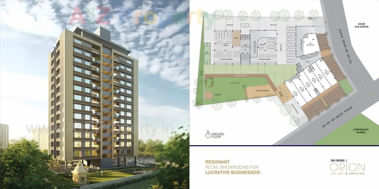 Layout of real estate project Shri Parshva Orion located at Paldi, Ahmedabad, Gujarat