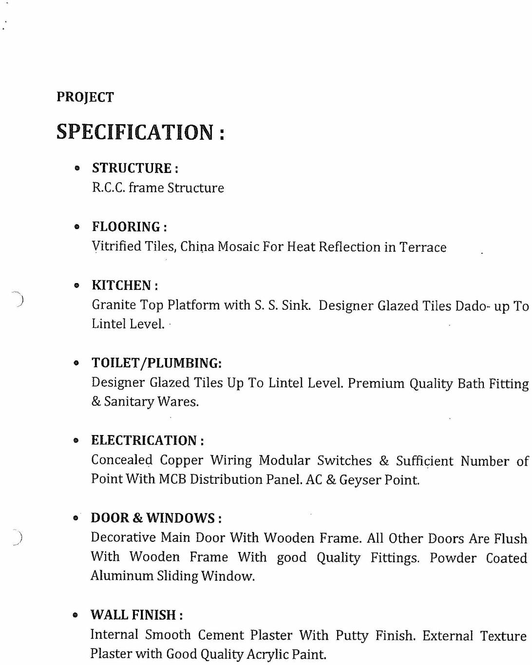 Project Specifications