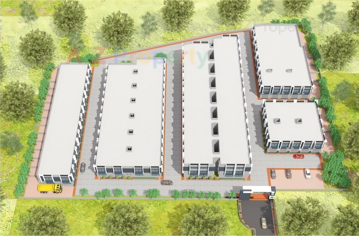 3D Elevation of real estate project Shyam Business Park located at Aslali, Ahmedabad, Gujarat