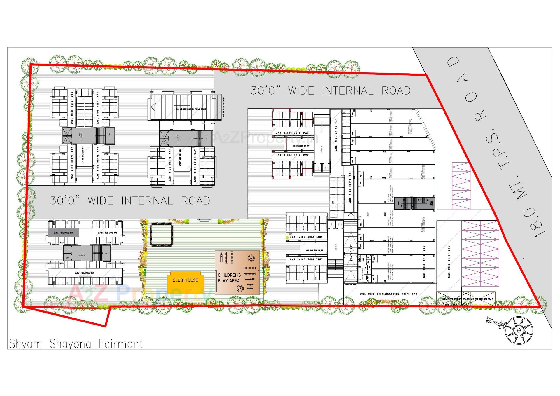Layout of real estate project Shyam Shayona Fairmont located at Chandlodia, Ahmedabad, Gujarat