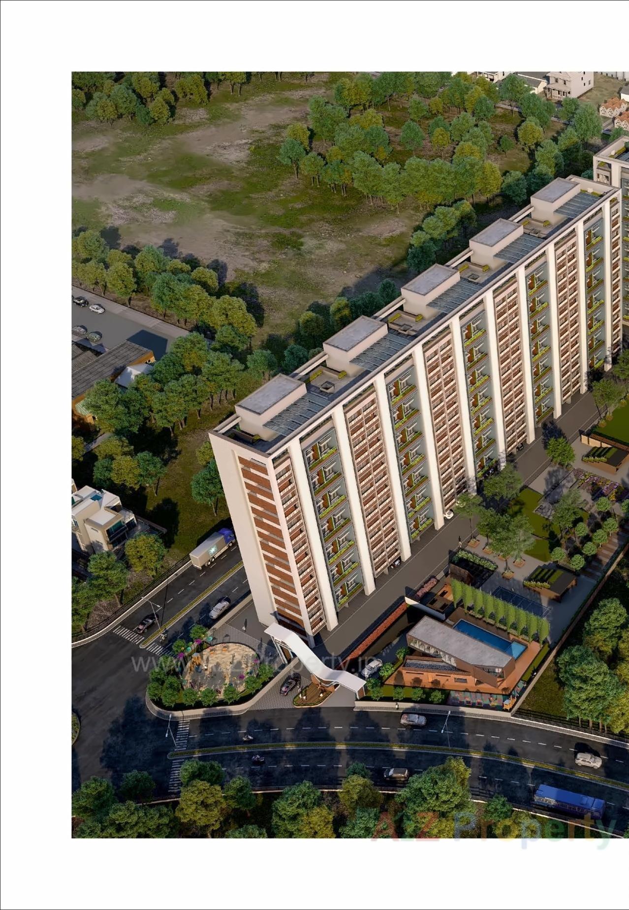3D Elevation of real estate project Silver Luxuria located at Jagatpur, Ahmedabad, Gujarat
