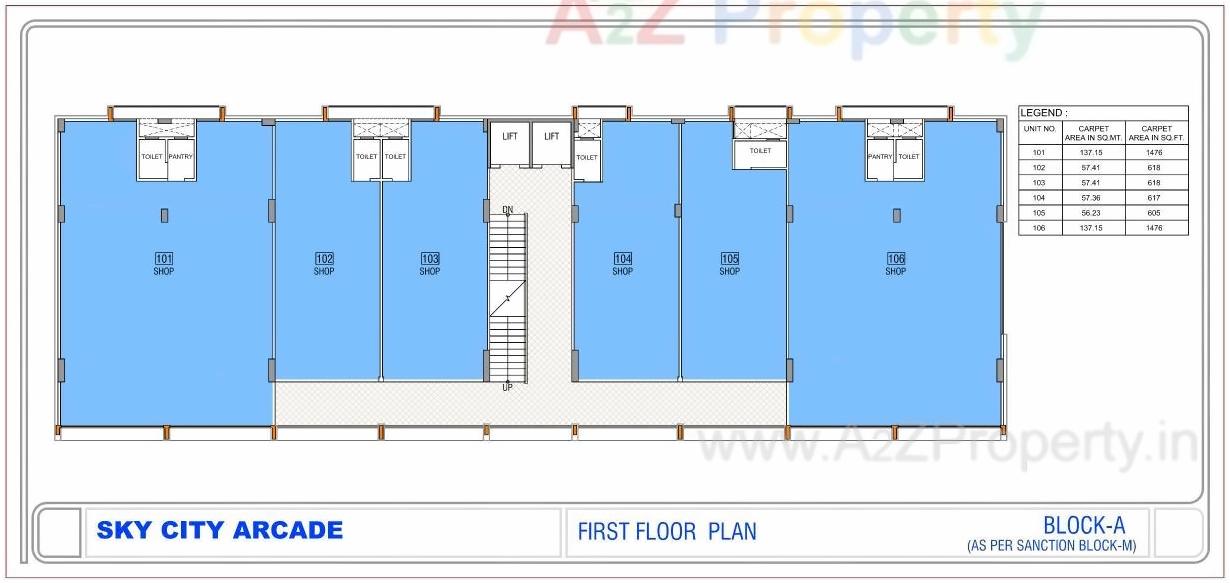 Layout of real estate project Sky City Arcade located at Shela, Ahmedabad, Gujarat