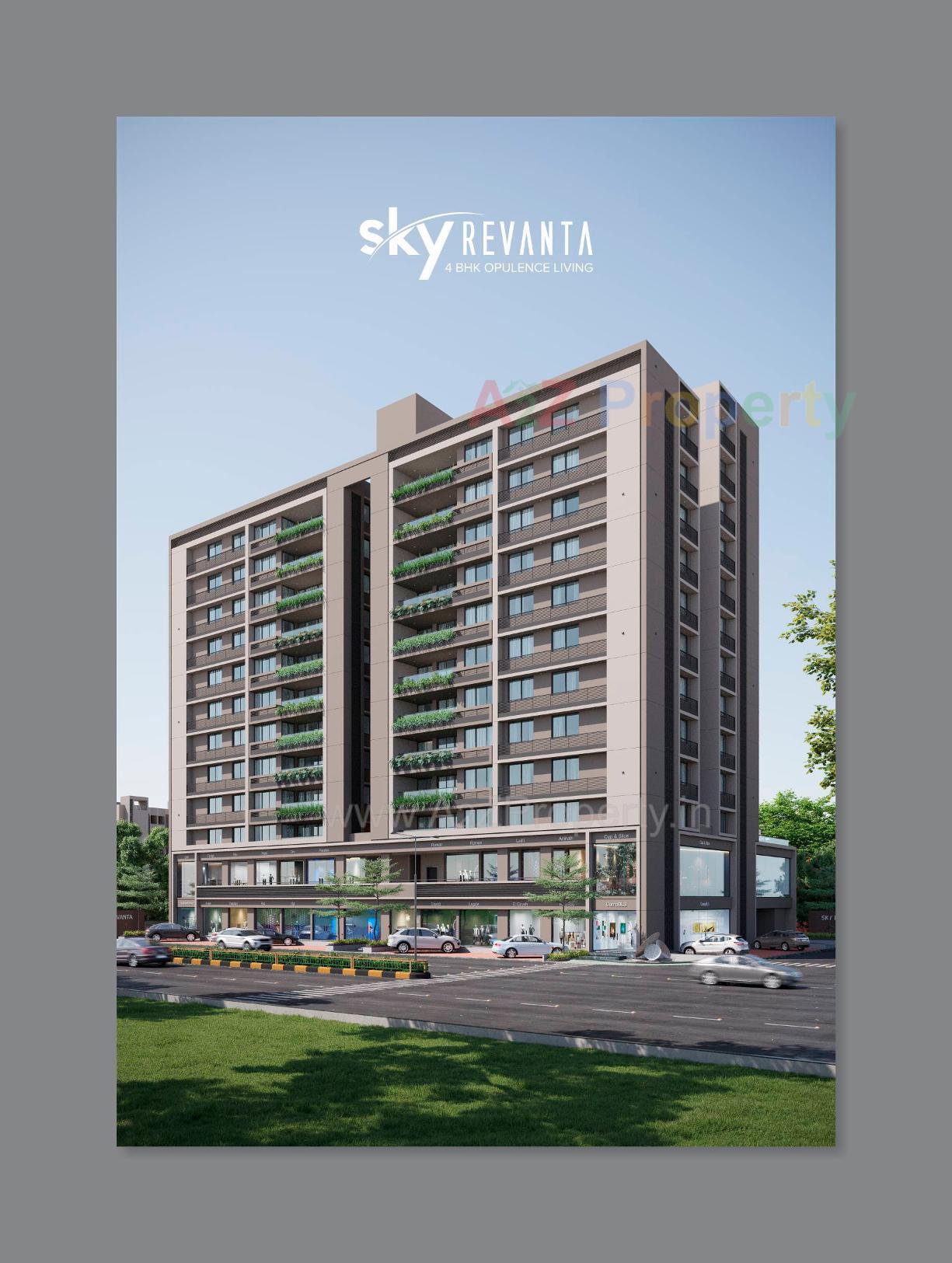 3D Elevation of real estate project Sky Revanta located at Sola, Ahmedabad, Gujarat