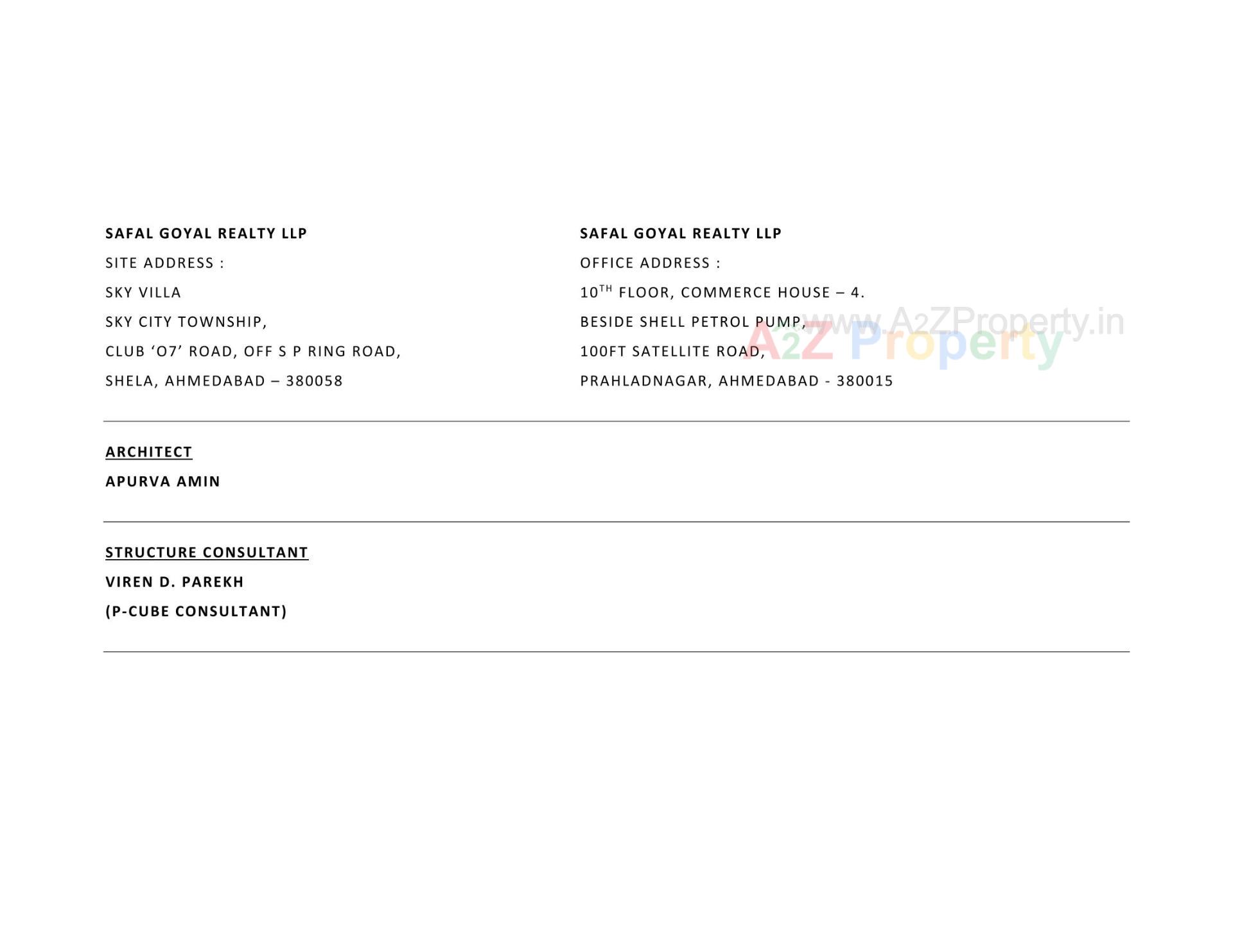  of real estate project Sky Villa located at Shela, Ahmedabad, Gujarat