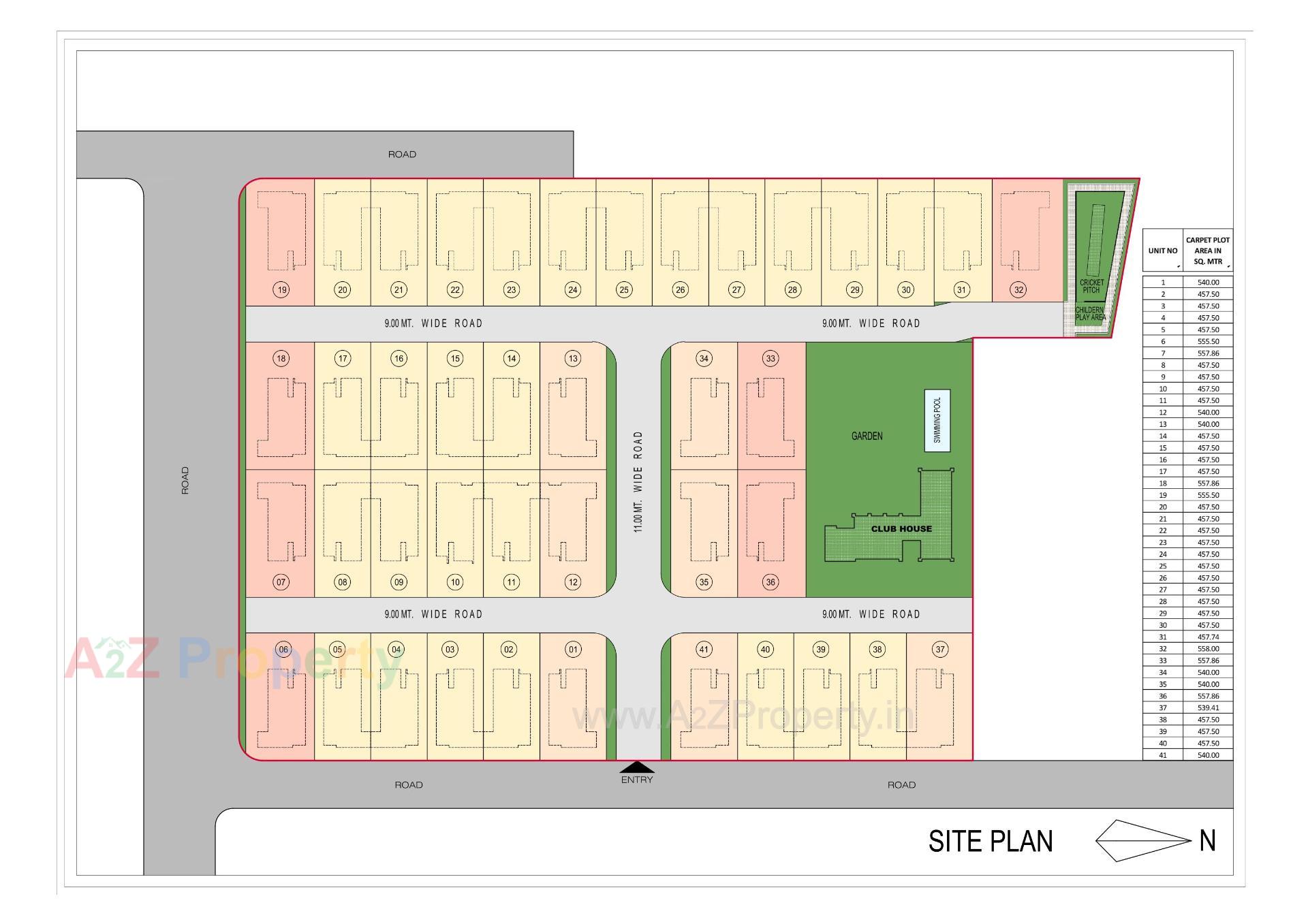 Layout of real estate project Sky Villa located at Shela, Ahmedabad, Gujarat