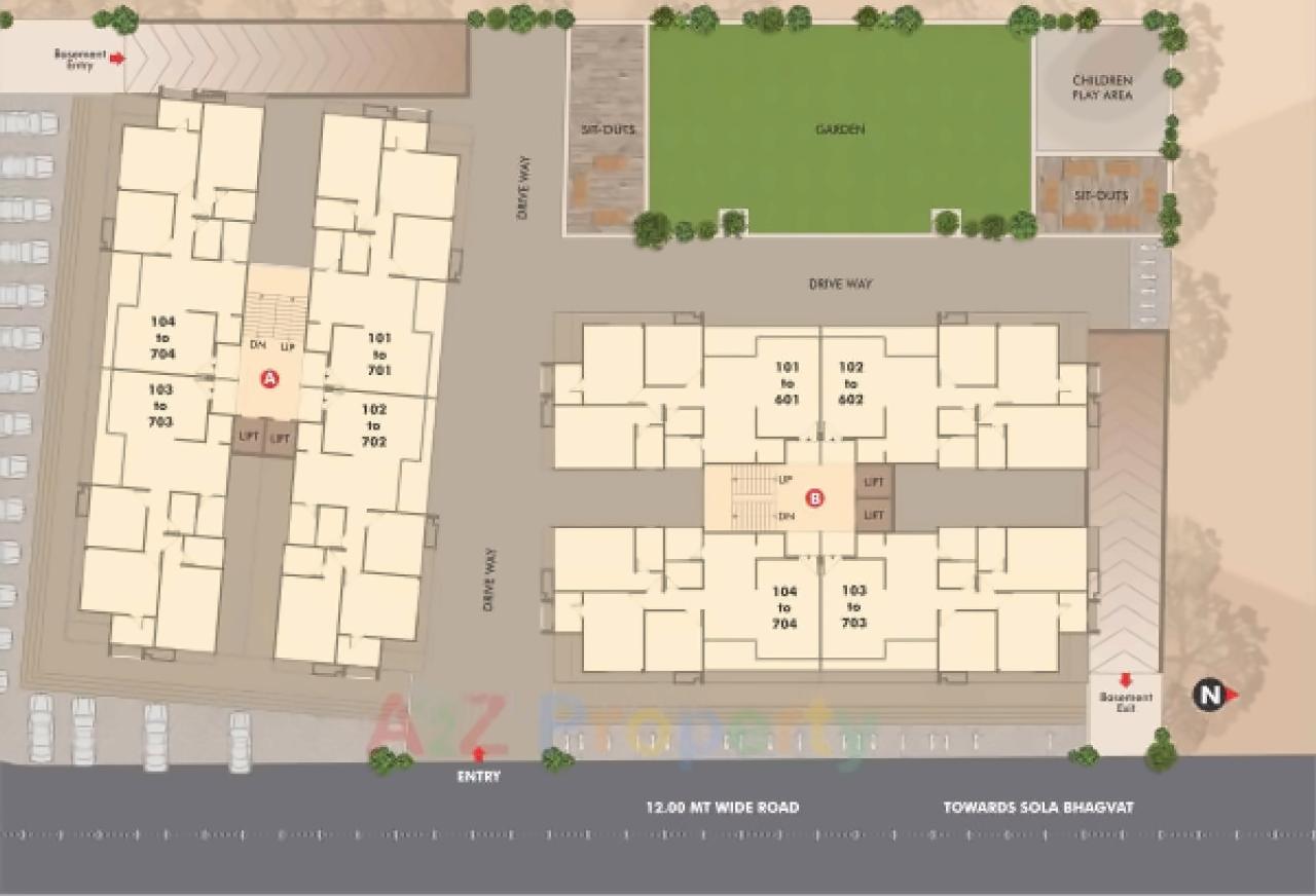 Layout of real estate project Skylark Appartment located at Sola, Ahmedabad, Gujarat