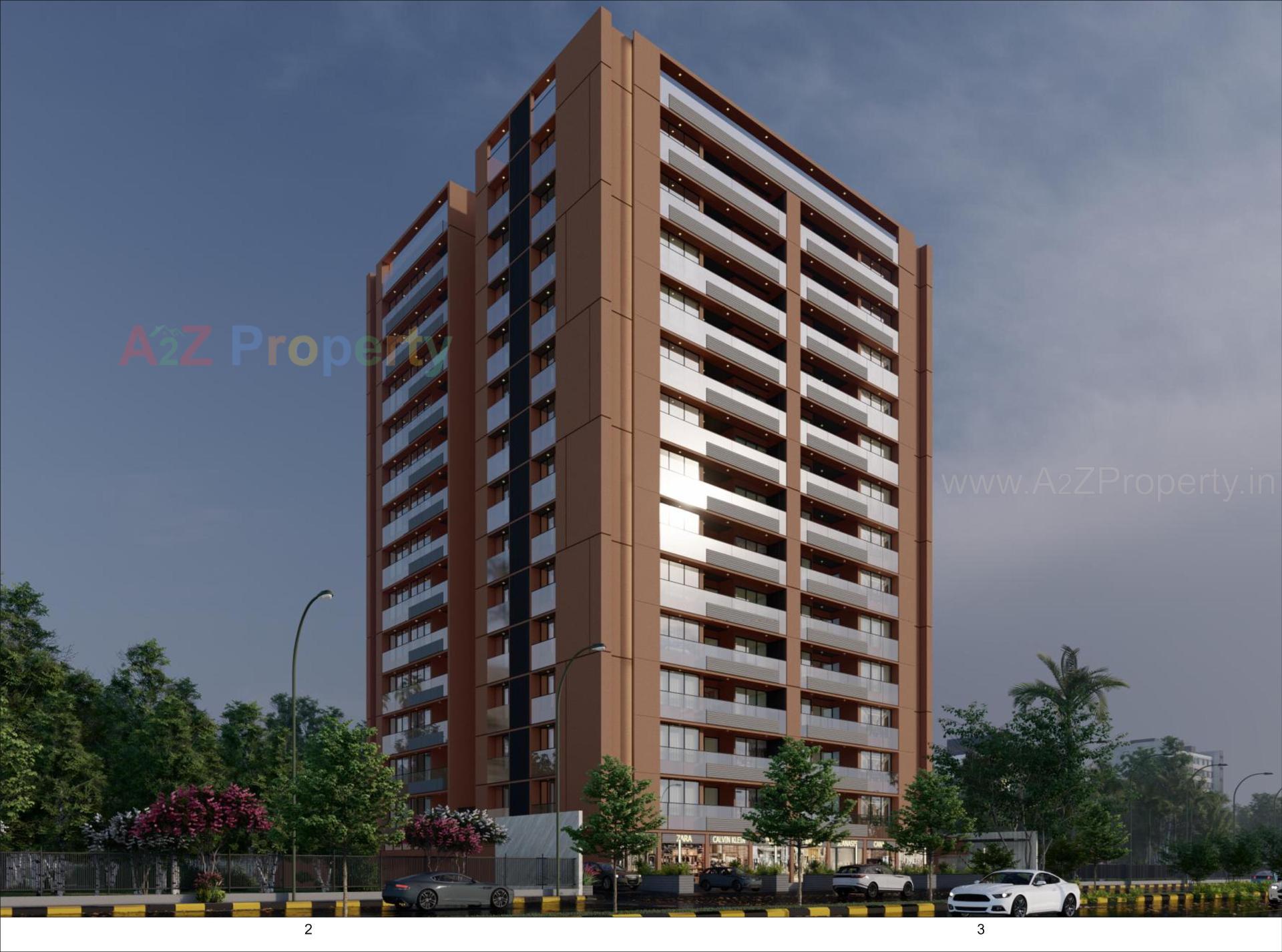 3D Elevation of real estate project Skywalk Arena located at Chharodi, Ahmedabad, Gujarat