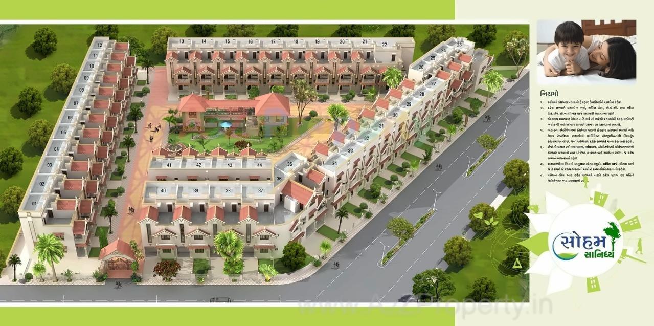 3D Elevation of real estate project Soham Sanidhya Bunglows located at Ramol, Ahmedabad, Gujarat
