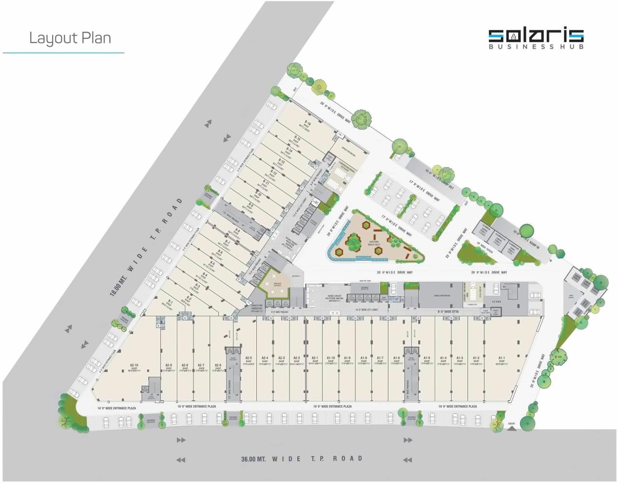 Layout of real estate project Solaris Business Hub located at Vadaj, Ahmedabad, Gujarat