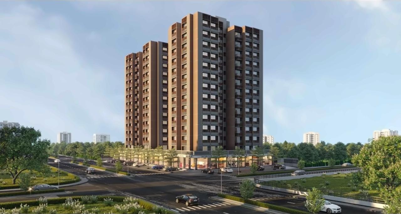 3D Elevation of real estate project Solis One located at Ghuma, Ahmedabad, Gujarat